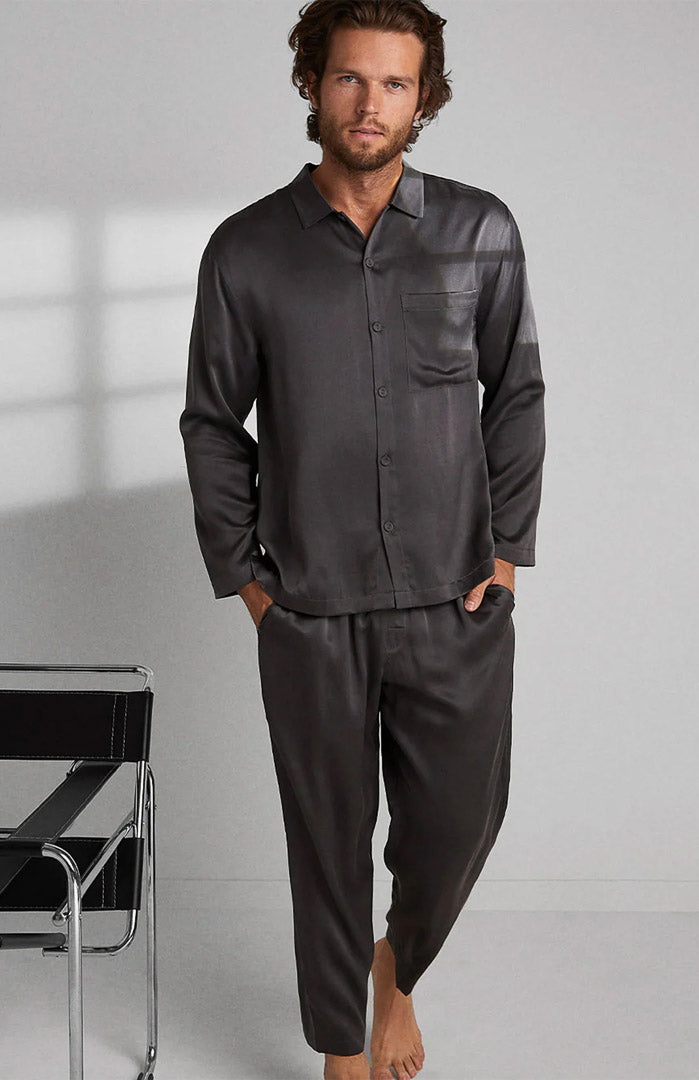 Alpha Grey | Satin Loungewear Set