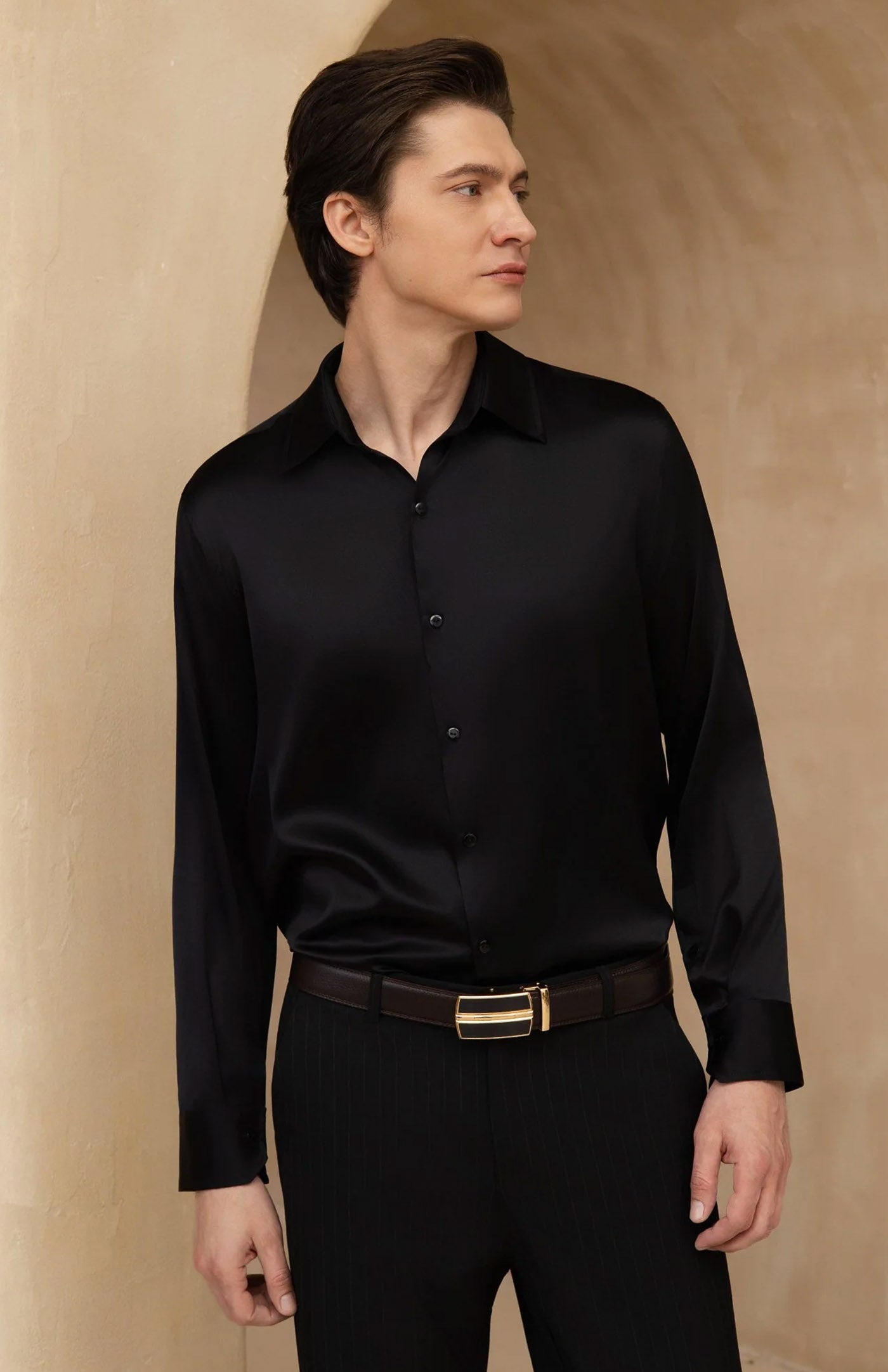 Ultra-Soft Black Satin Formal Shirt | Black Satin Shirt