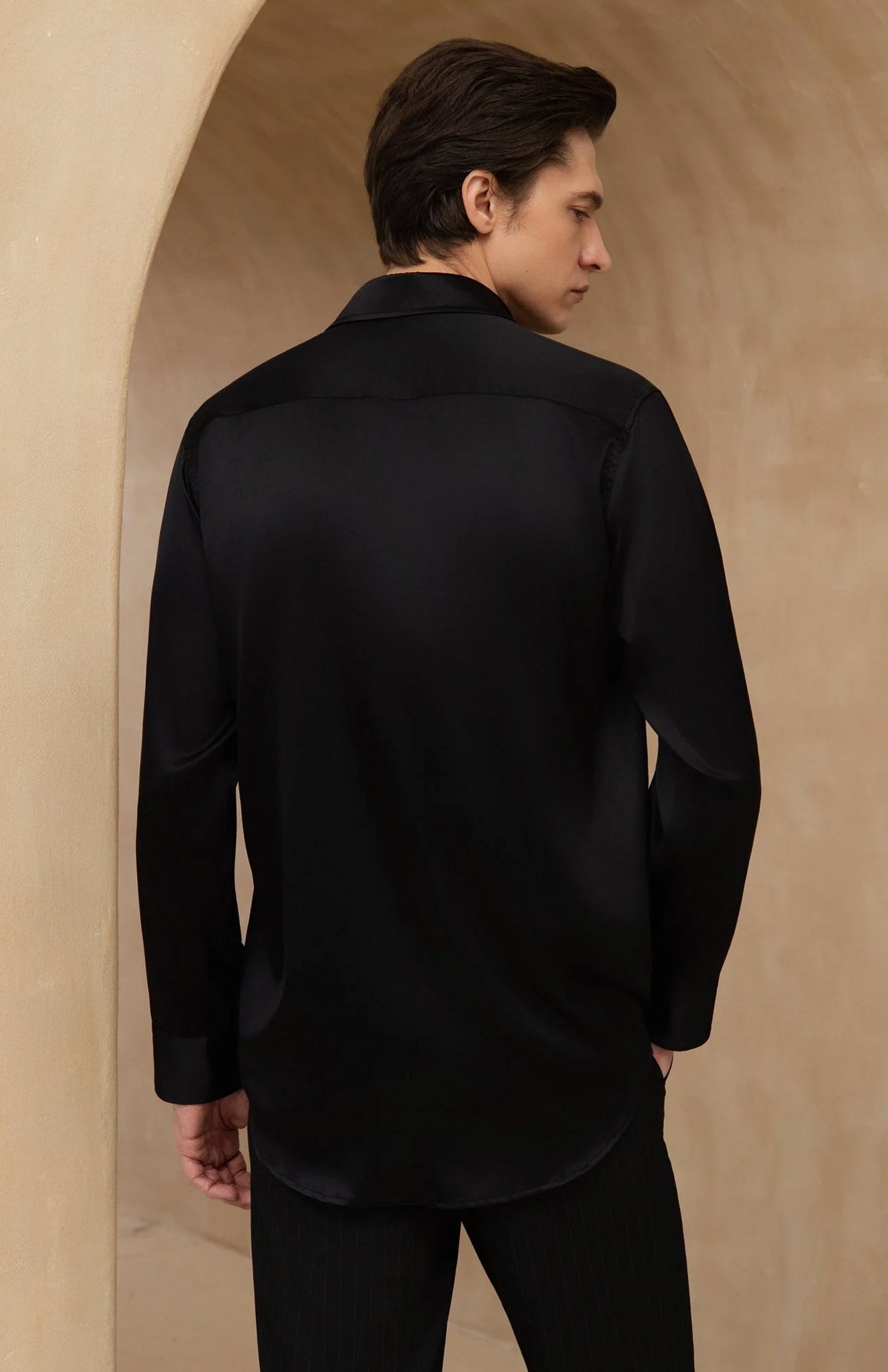 Ultra-Soft Black Satin Formal Shirt | Black Satin Shirt