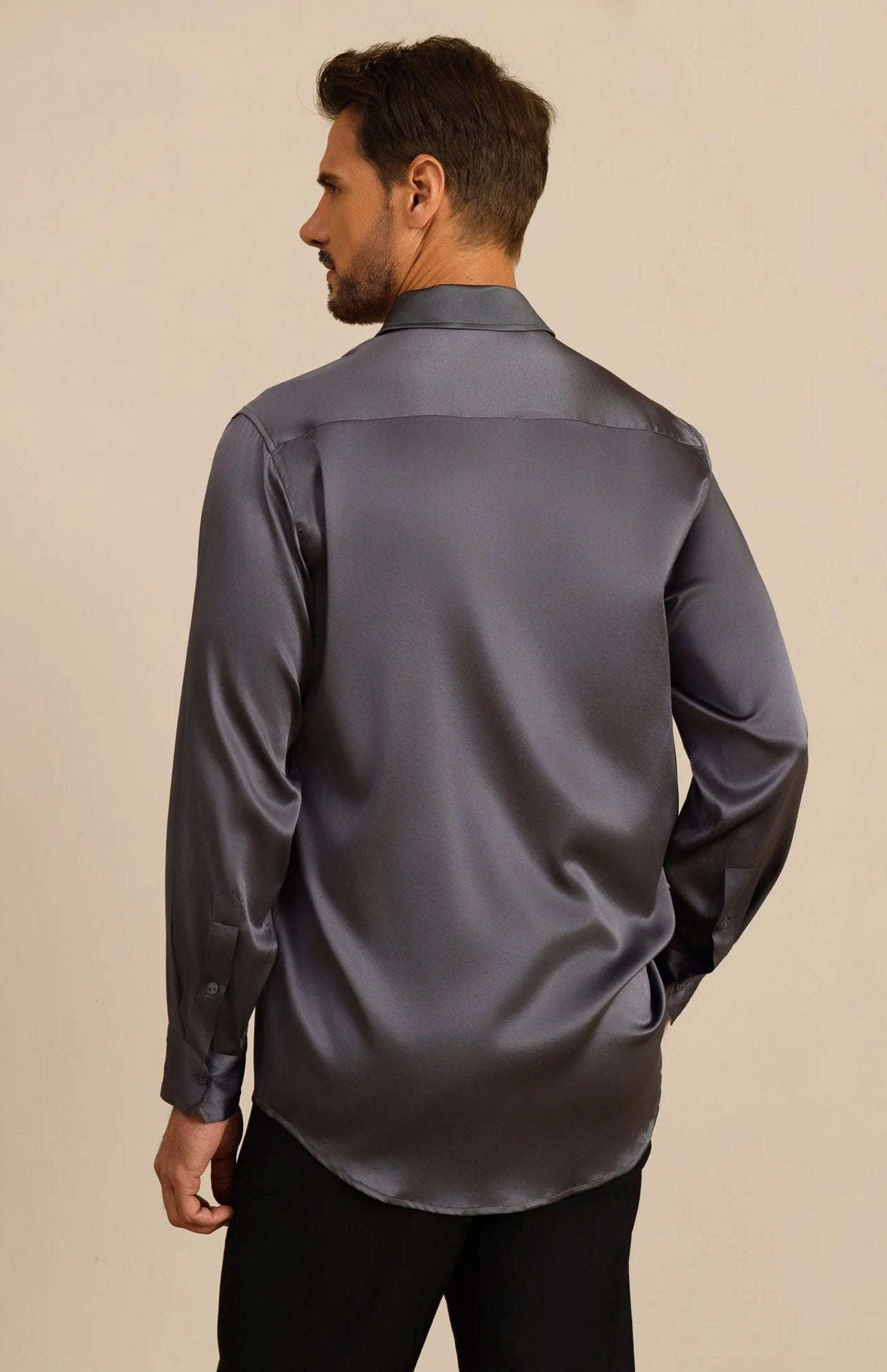 Ultra-Soft Grey Satin Formal Shirt | Satin Shirt