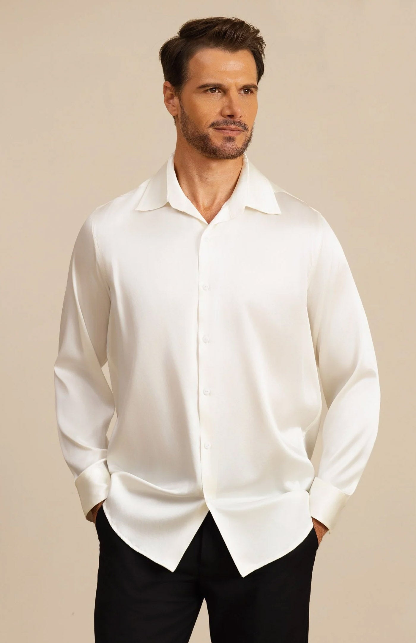 Ultra-Soft White Satin Formal Shirt | Satin Shirt