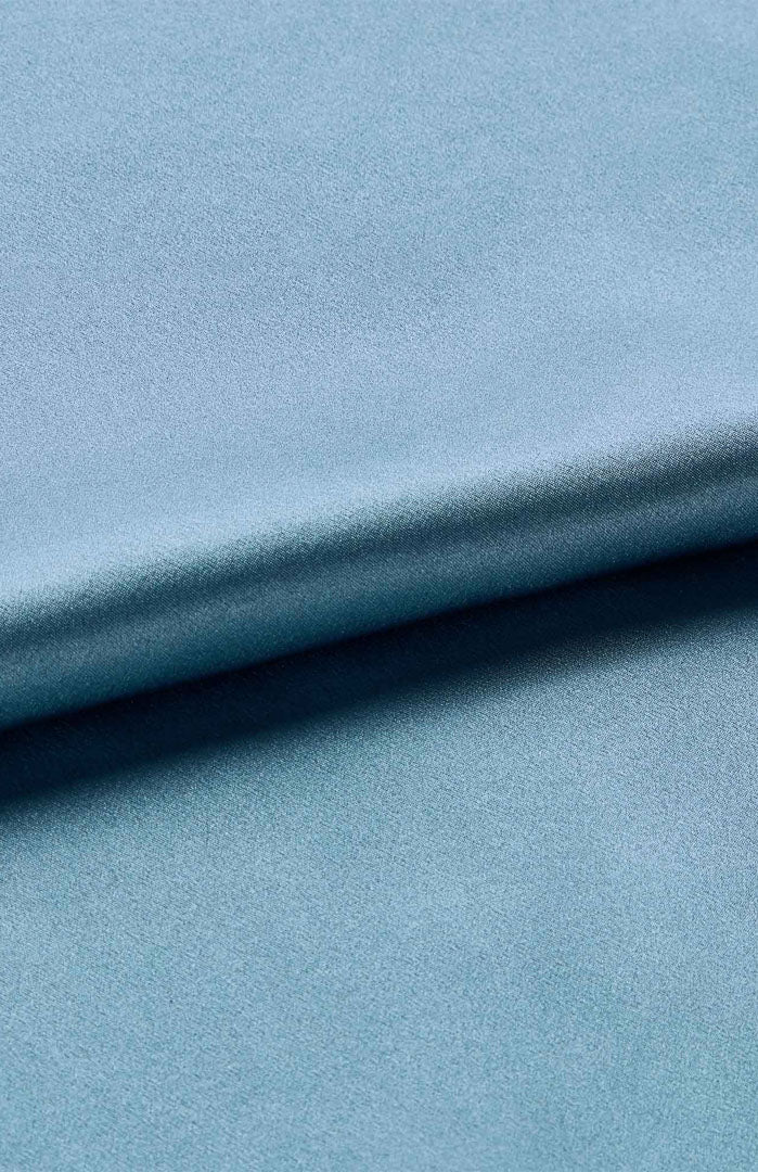 Heirloom Blue Silky Satin Luxury Co-ord Set | Short Sleeve Shirt & Shorts