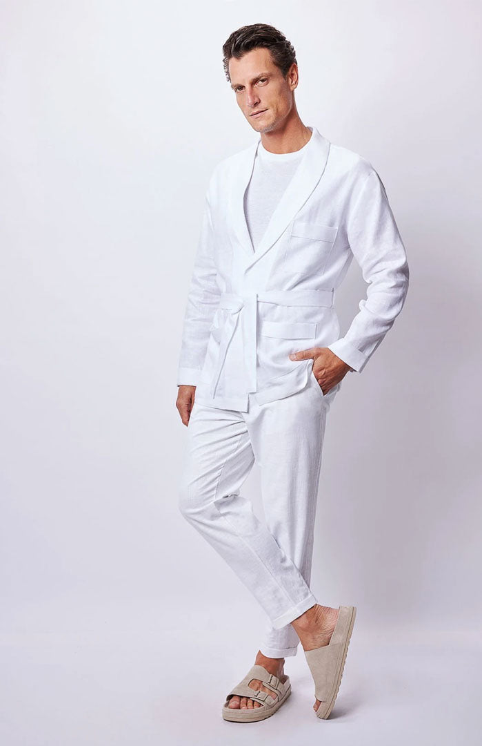 The Alabaster Zen | Men’s Luxe Belted Linen Resort Set