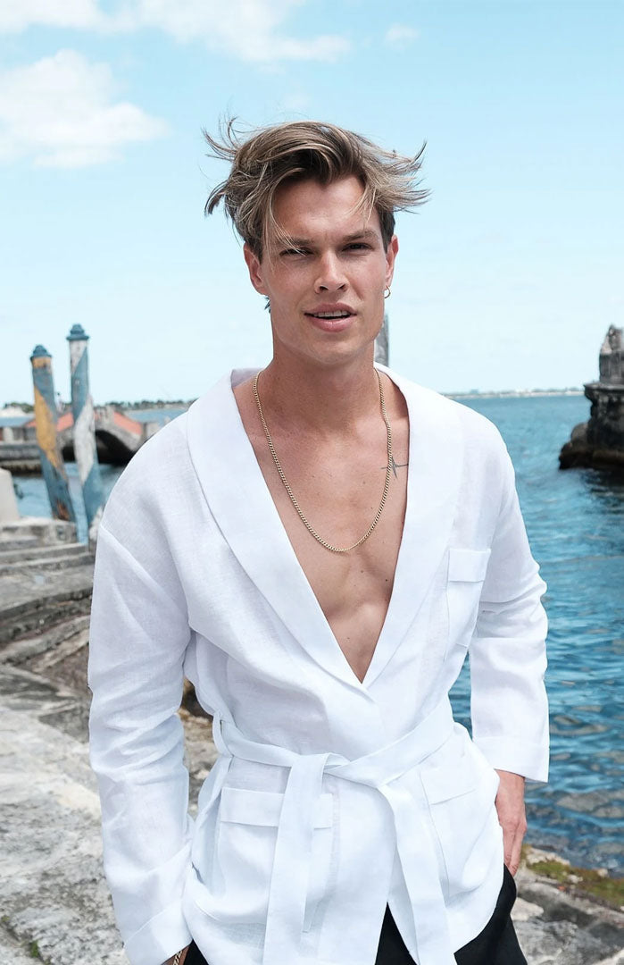 The Alabaster Zen | Men’s Luxe Belted Linen Resort Set