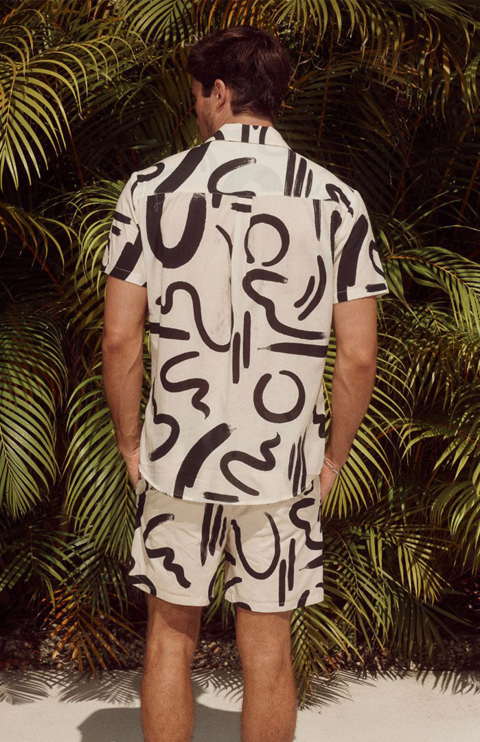 The Abstract White | Men’s Luxe Printed Resort Co-ord Set