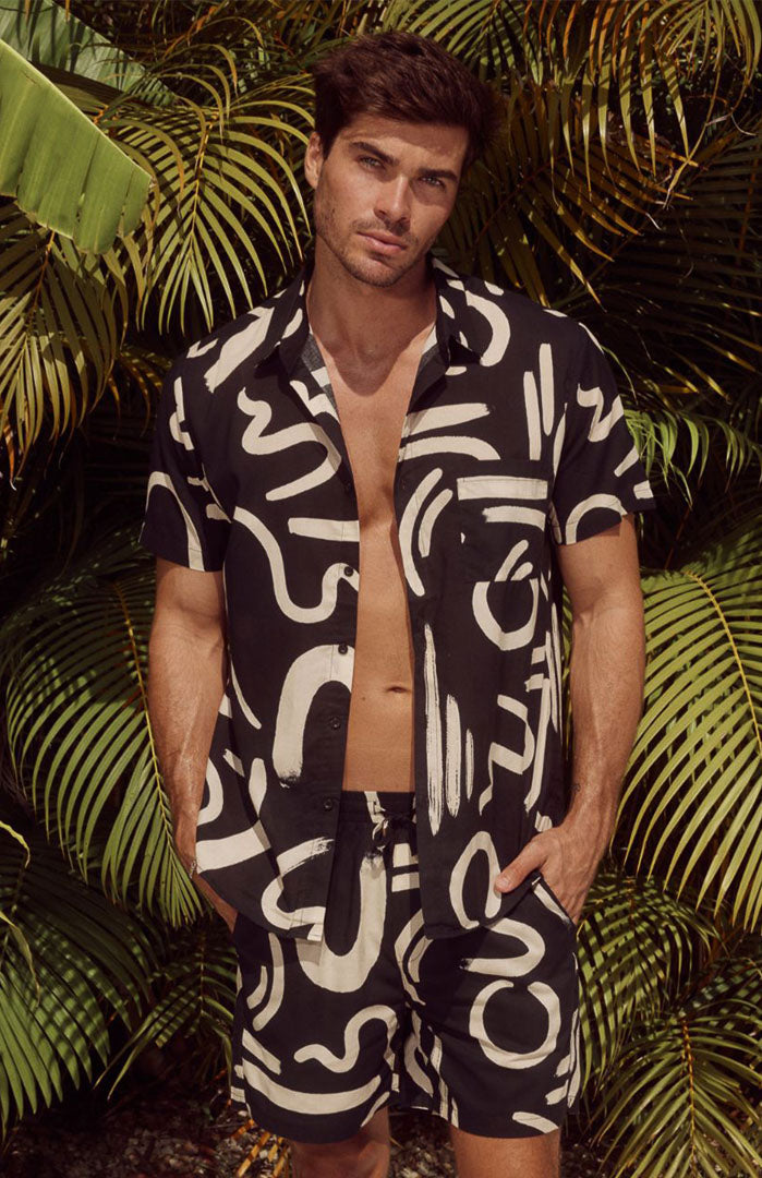 The Abstract Onyx | Men’s Luxe Printed Resort Co-ord Set