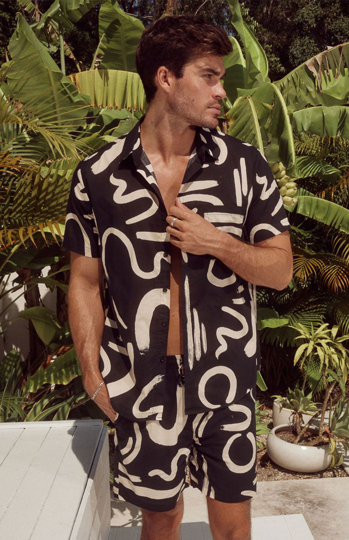 The Abstract Onyx | Men’s Luxe Printed Resort Co-ord Set