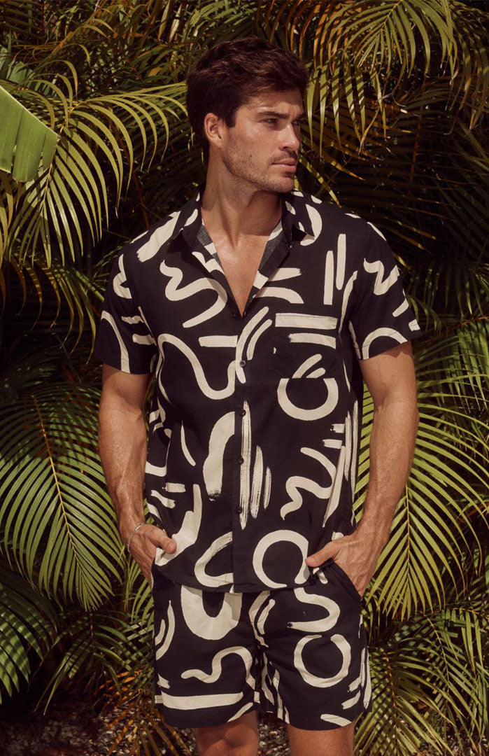 The Abstract Onyx | Men’s Luxe Printed Resort Co-ord Set