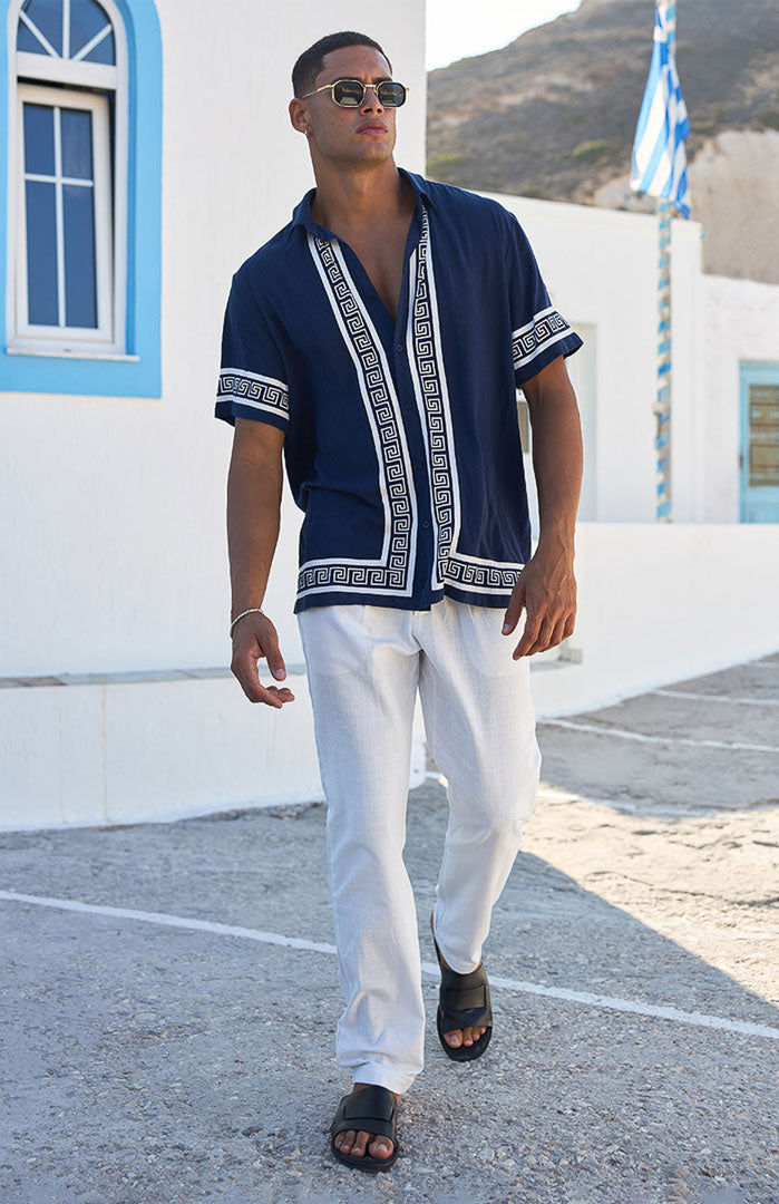 Santorini Greek | Men’s Printed Vacation Shirt