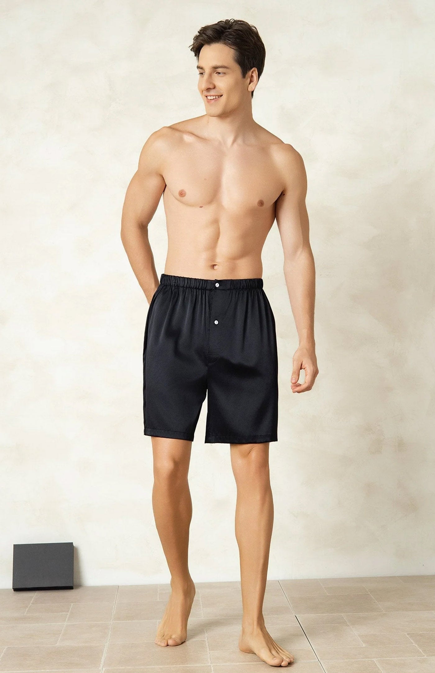 Black Satin Touch Men's Comfort Boxers