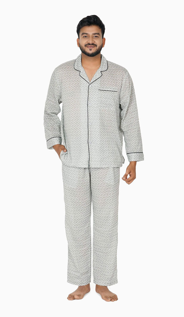 Dandelion Green Printed Loungewear Set for Men | Luxeliv