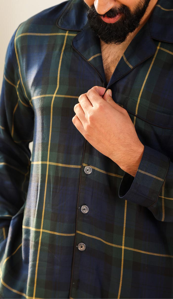 Luxeliv mens loungewear Set Glen Checkered pyjama set