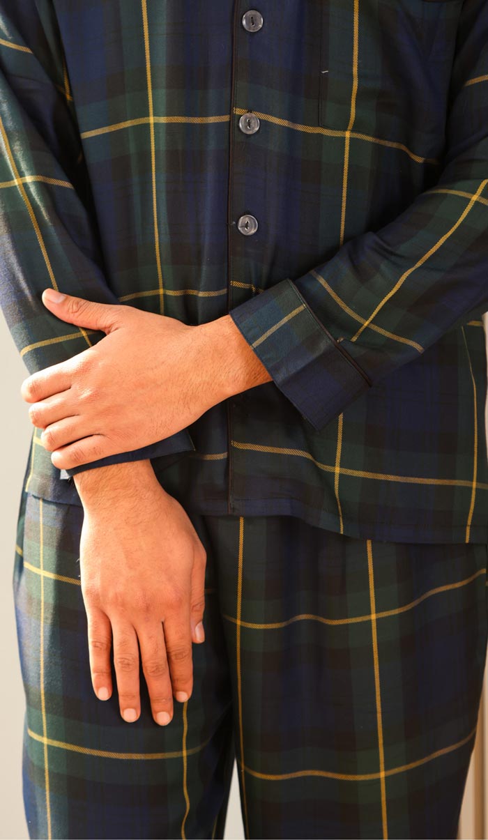 Luxeliv mens loungewear Set Glen Checkered pyjama set