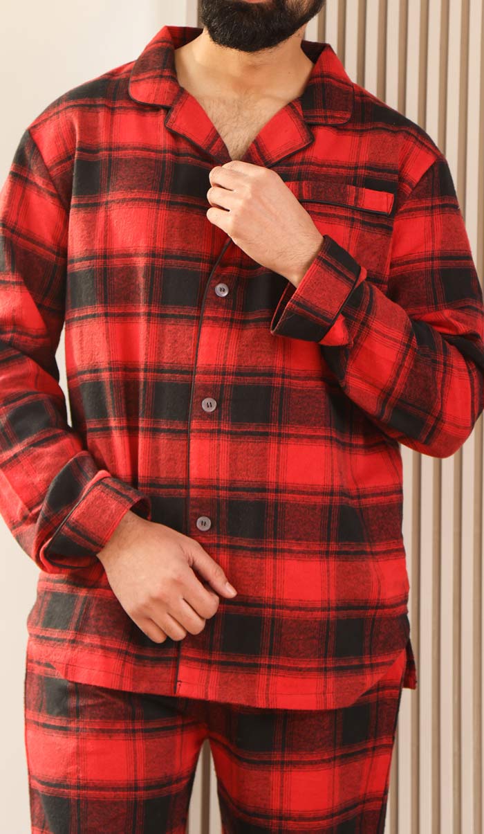 Luxeliv mens loungewear Set Red Santa Checkered pyjama set