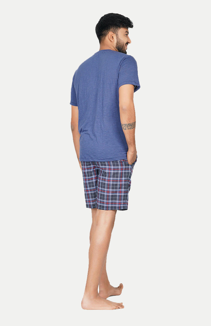 Summer Blue - T-shirt & Shorts | Checkered Loungewear Set
