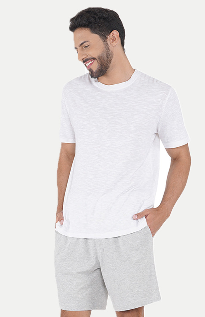 Comfy Vibe | White  & Grey Co Ord Set for Men | Luxeliv