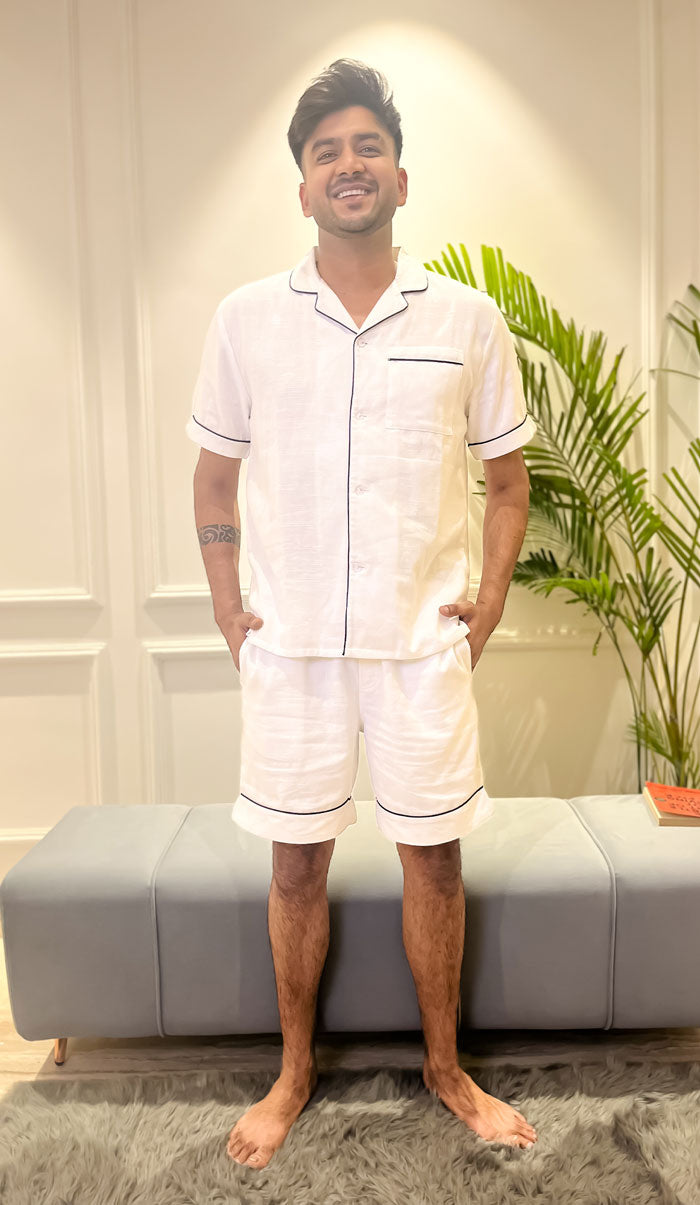 Luxeliv-mens-loungewear-white-shorts-loungewear-set