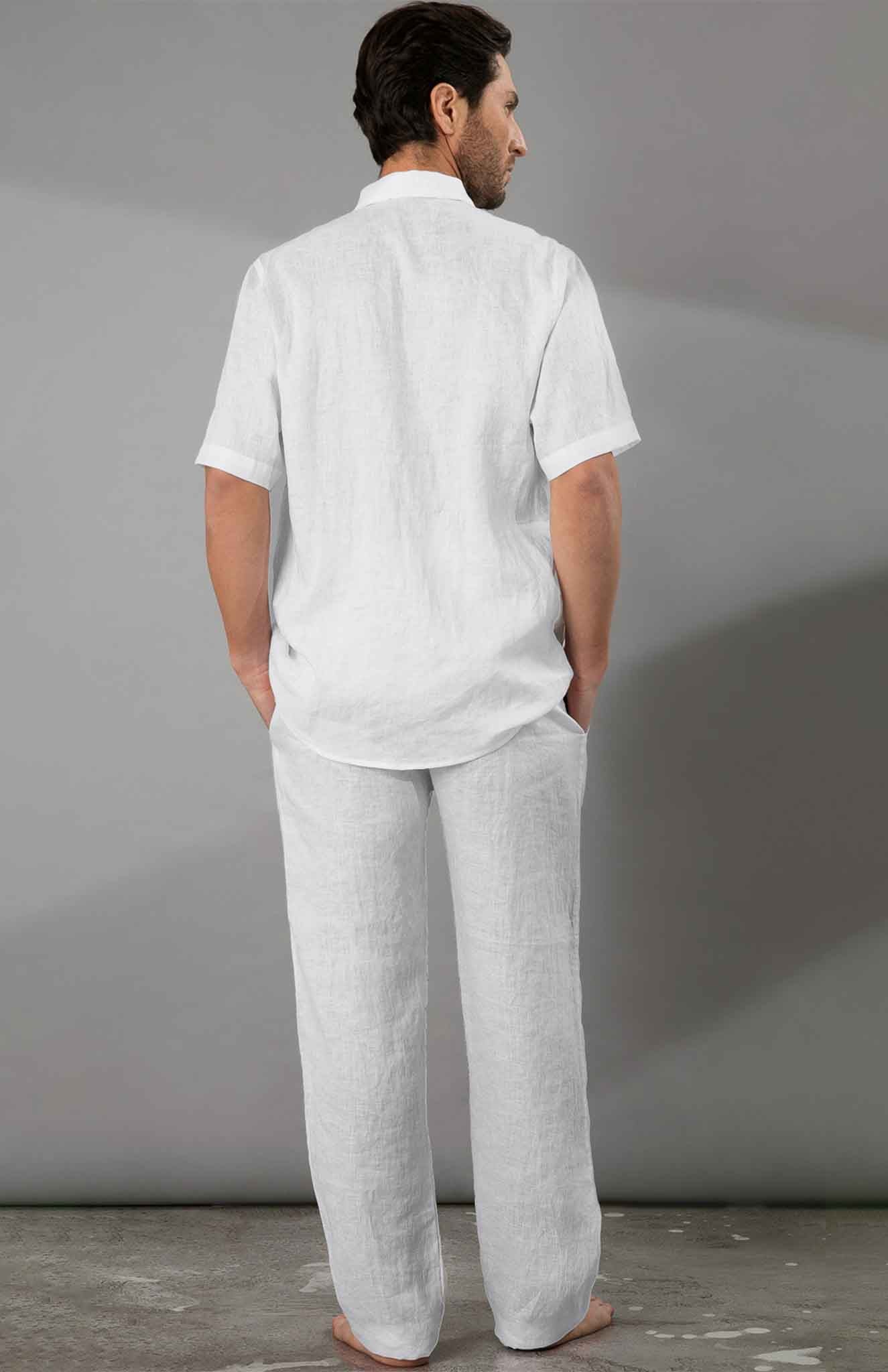 White Summer | White Co-ord Cotton Linen-LUXELIV-MEN-sleepwear-loungewear-homewear