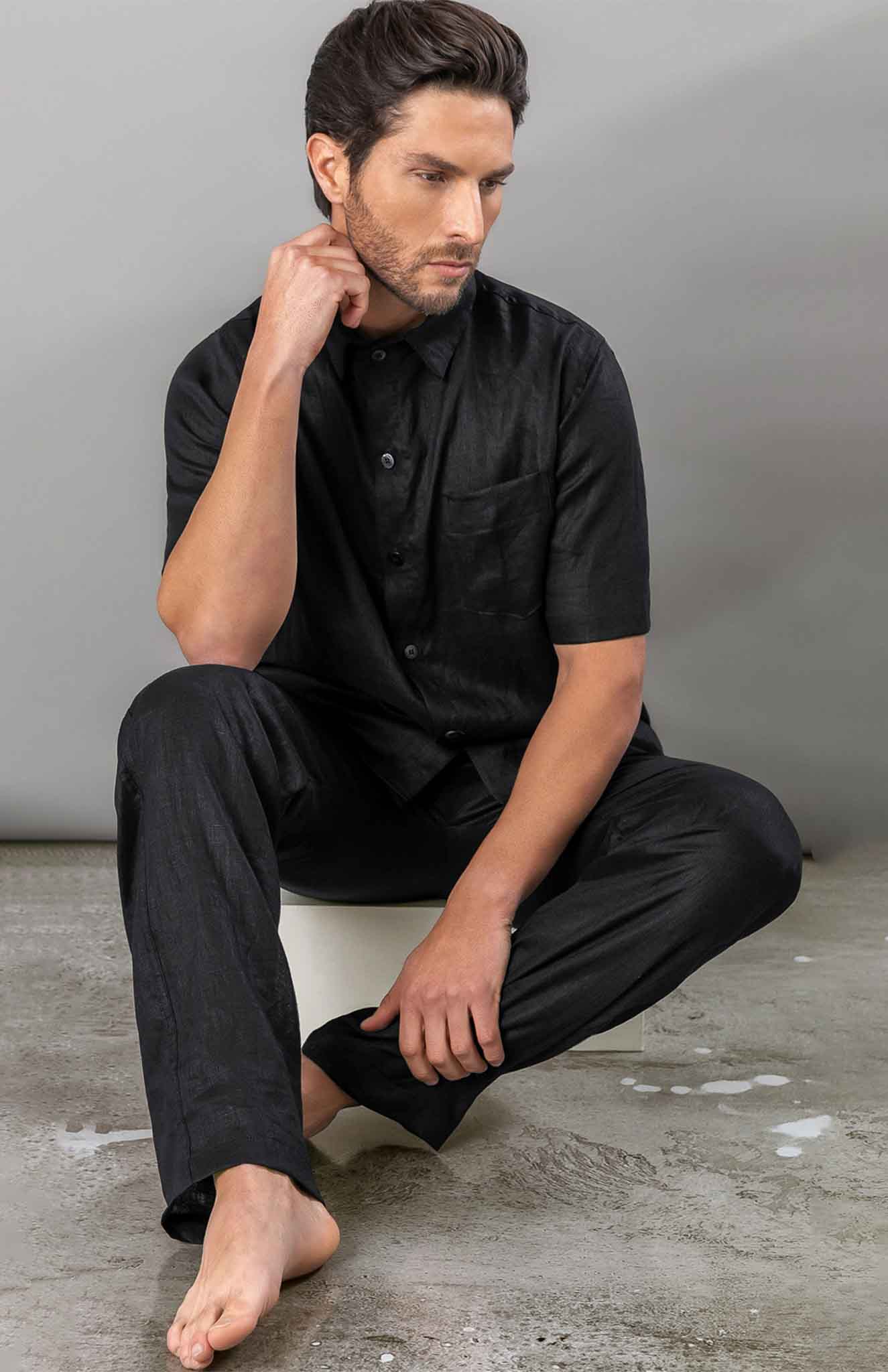 Midnight Summer | Black Co-ord Cotton Linen- sleepwear-loungewear-homewear-cotton-linen