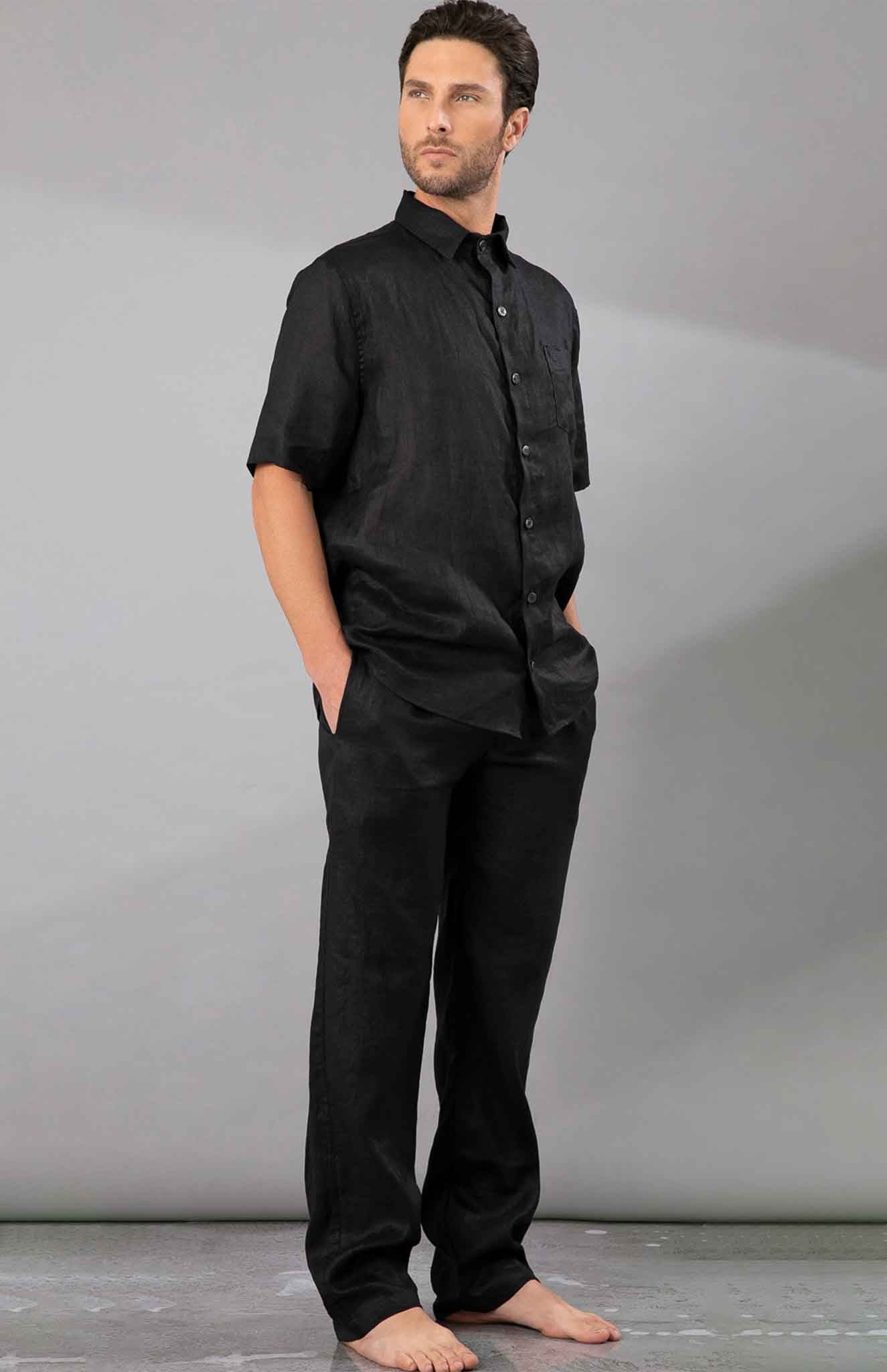 Midnight Summer | Black Co-ord Cotton Linen- sleepwear-loungewear-homewear-cotton-linen