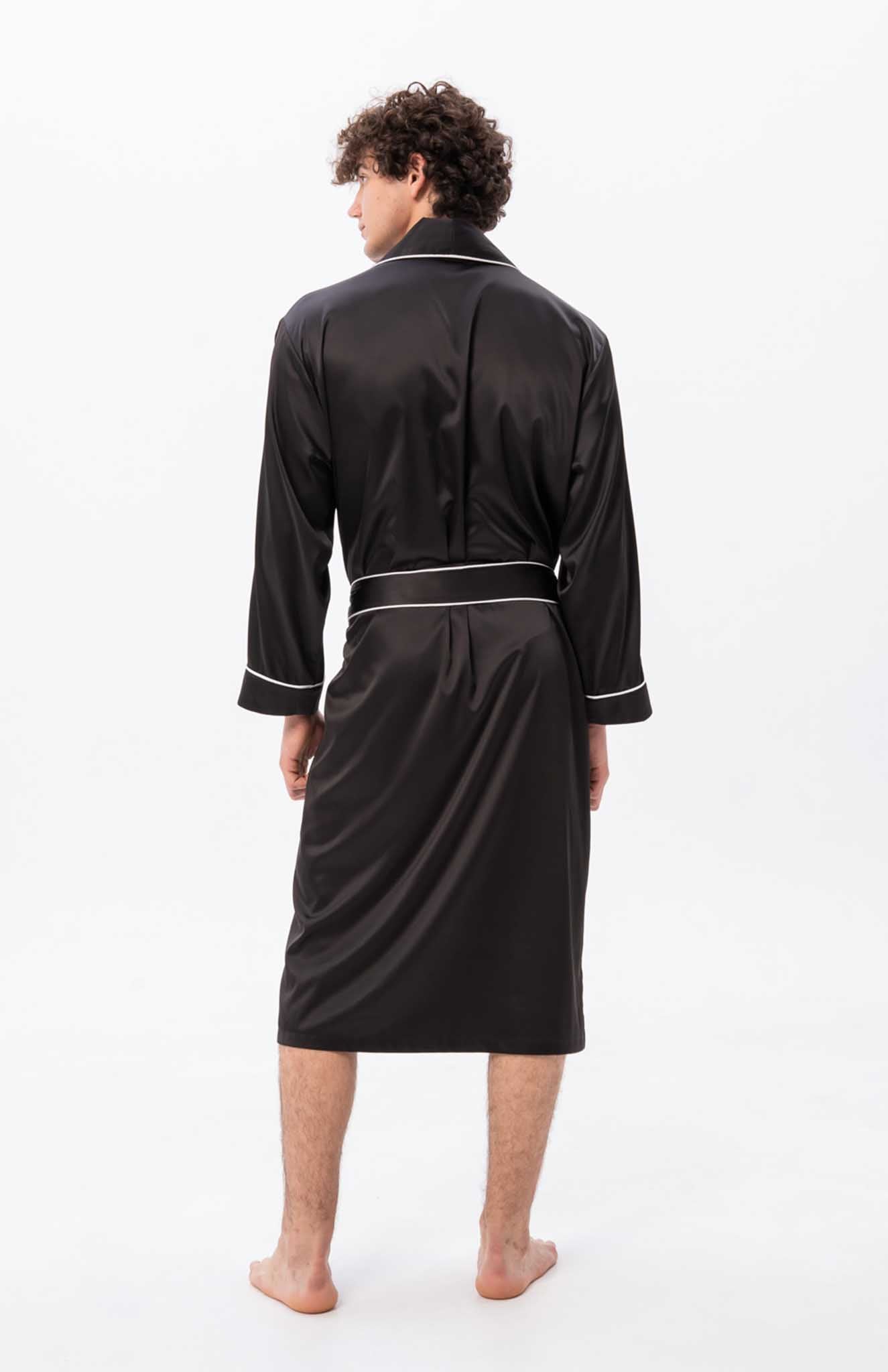 Midnight Mogul | Black Satin Robe