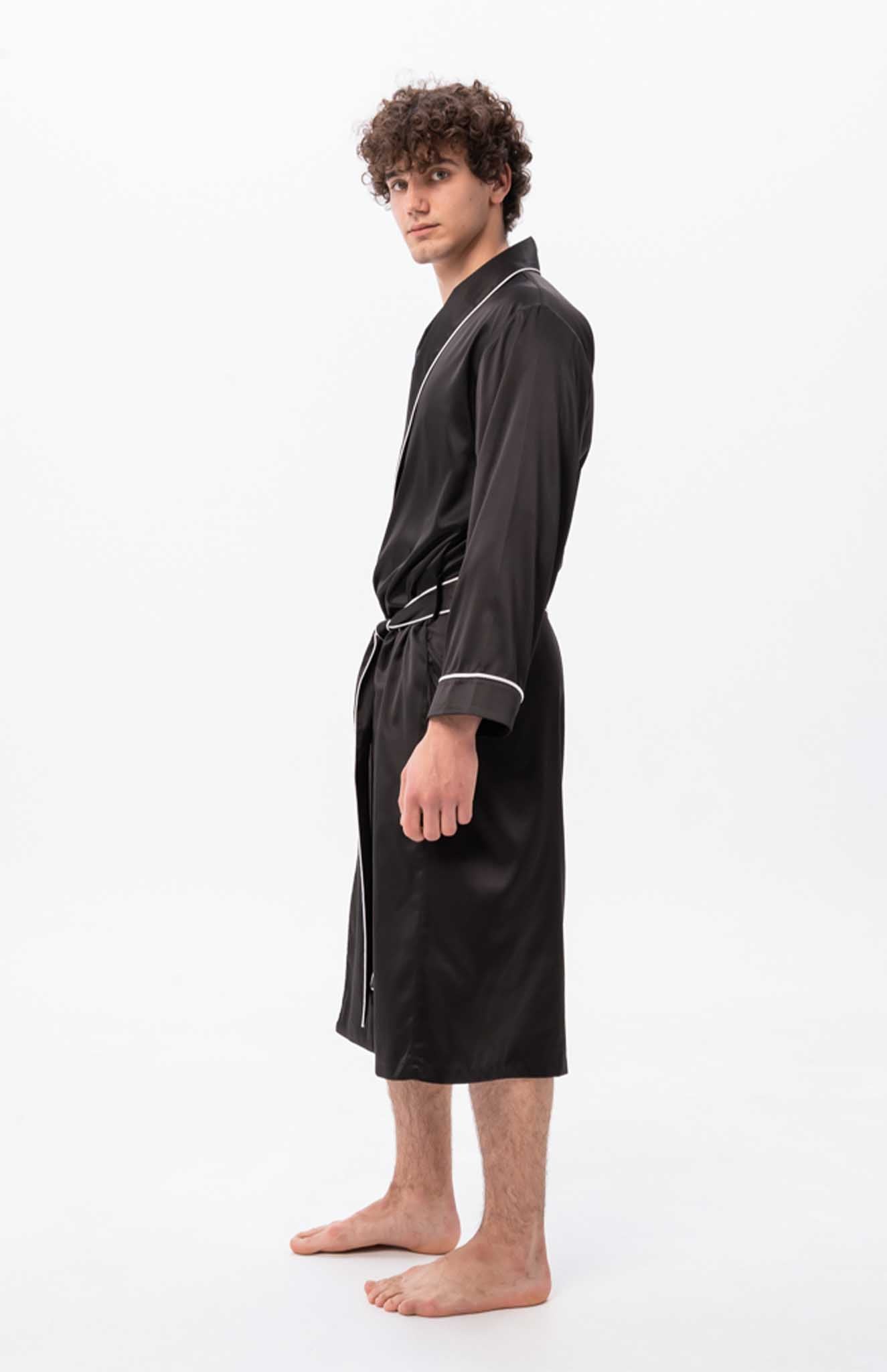 Midnight Mogul | Black Satin Robe