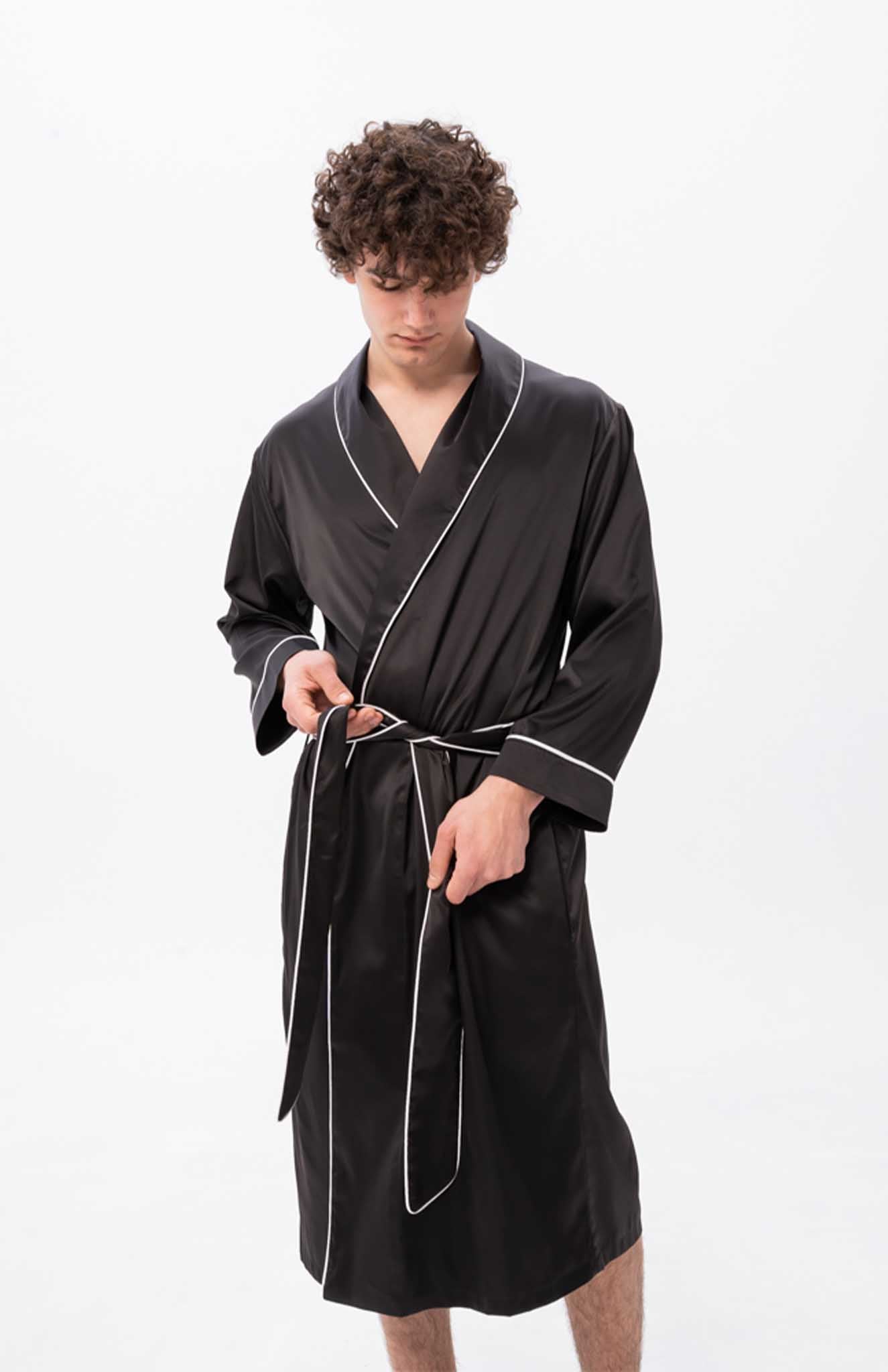 Midnight Mogul | Black Satin Robe