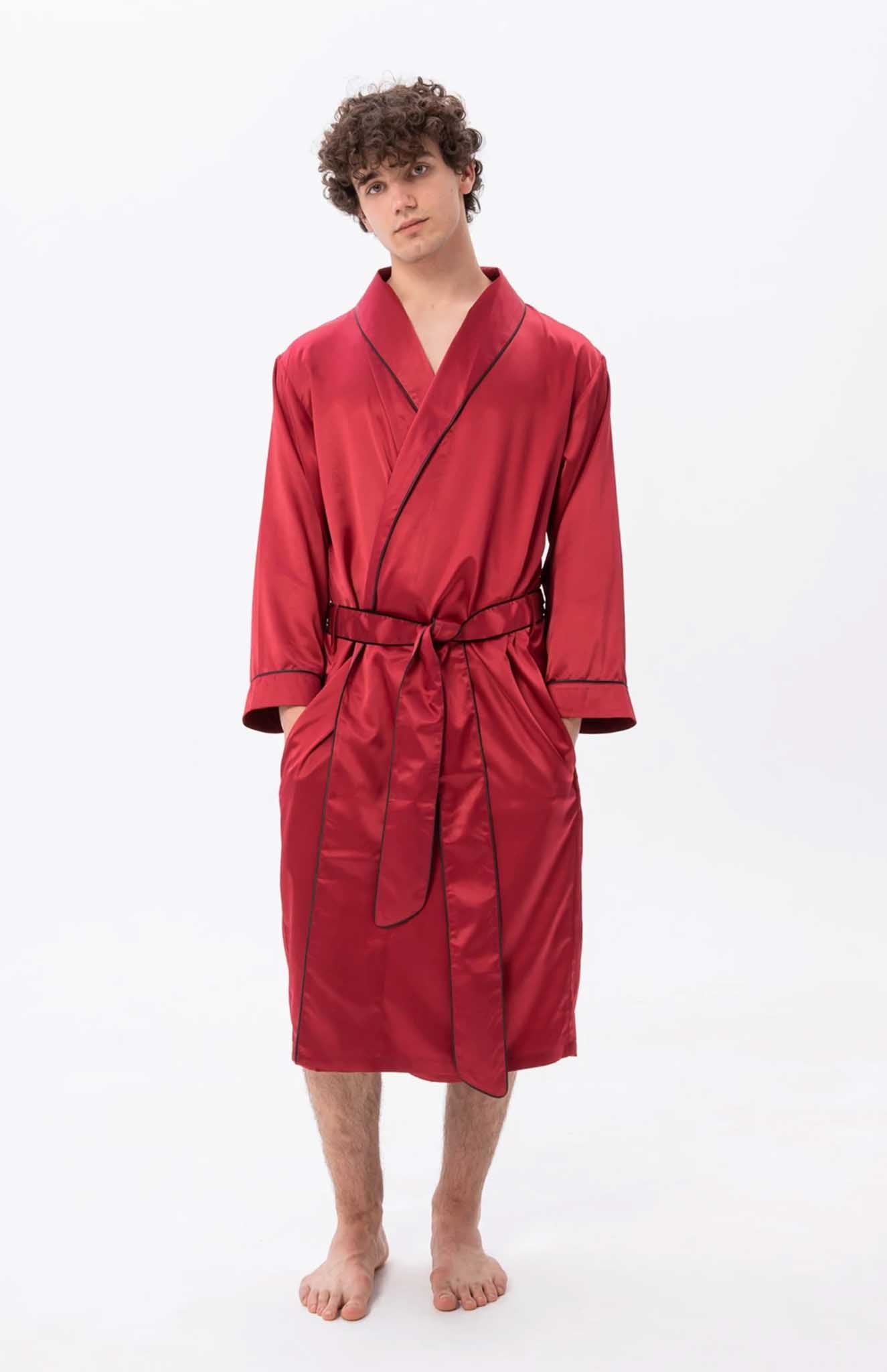 red satin dressing gown mens Red Satin Robe