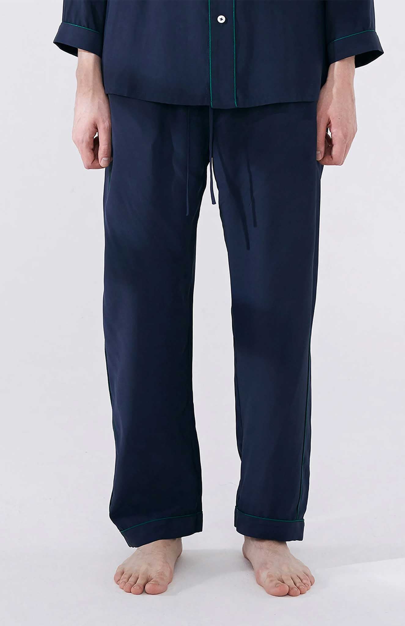 Lounge Lagoon | Navy Cotton with Green Detailing