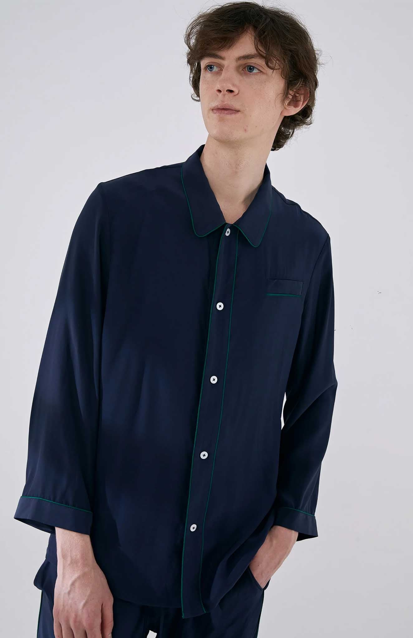 Lounge Lagoon | Navy Cotton with Green Detailing