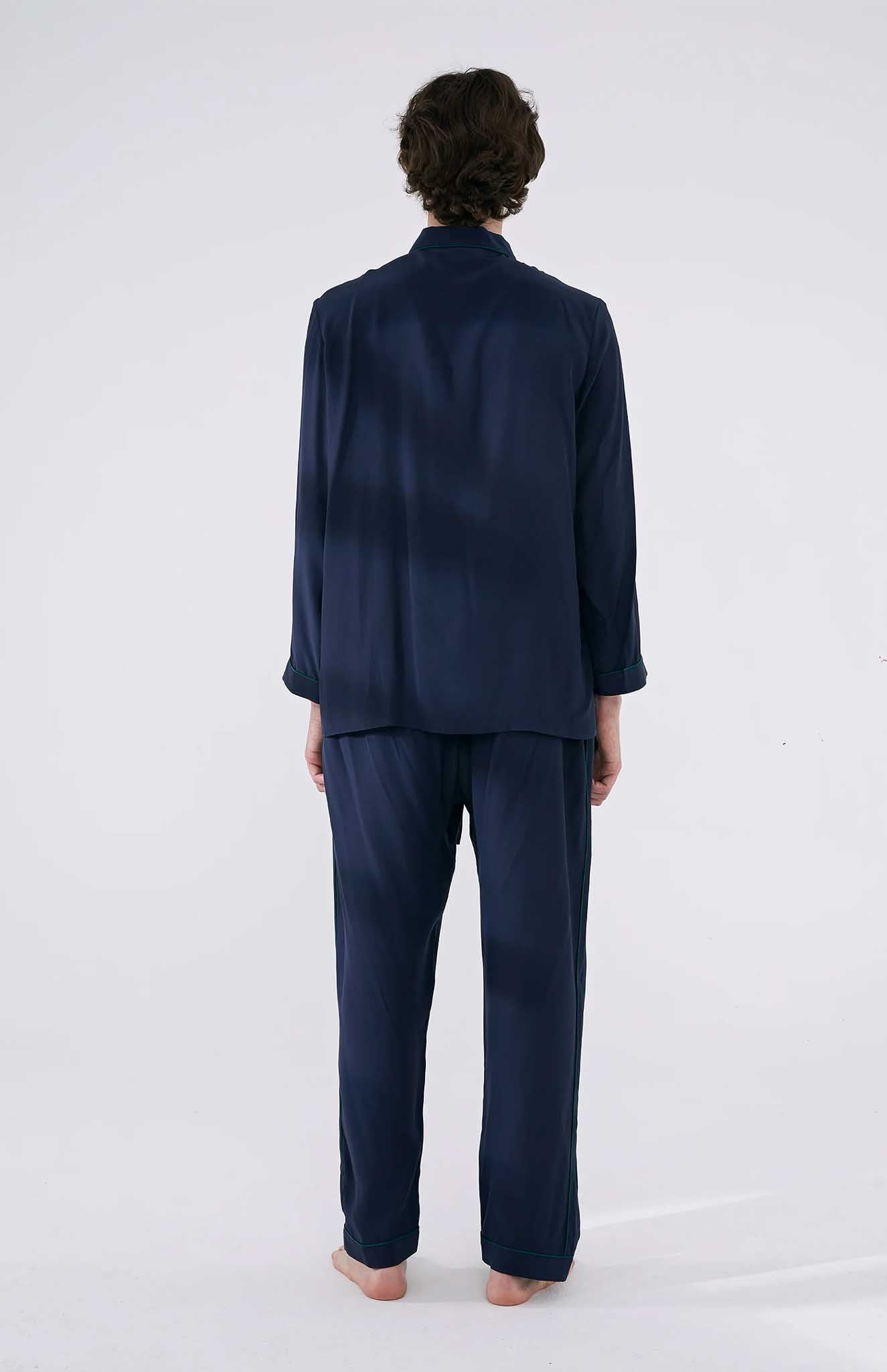 Lounge Lagoon | Navy Cotton with Green Detailing