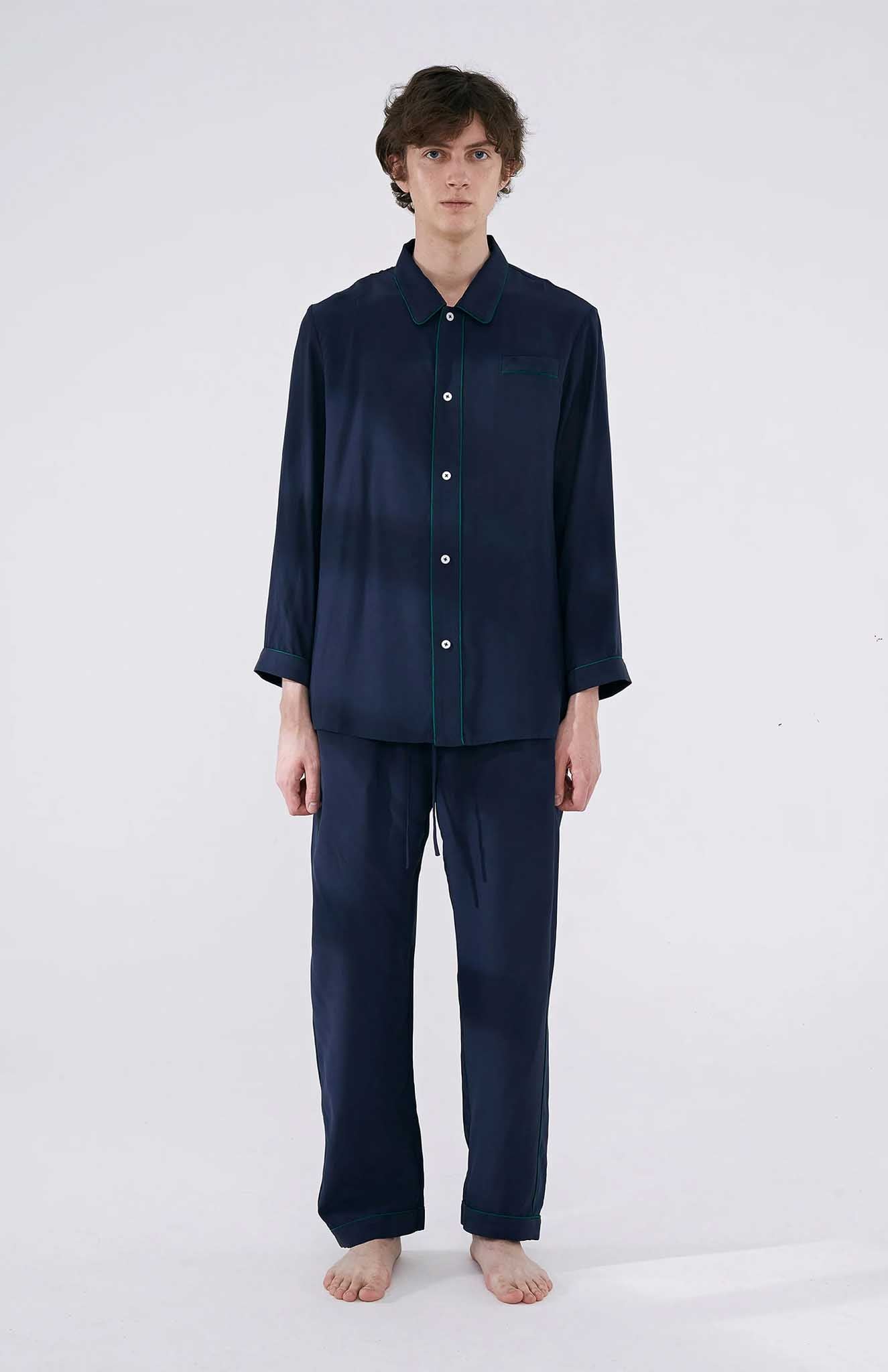 Lounge Lagoon | Navy Cotton with Green Detailing