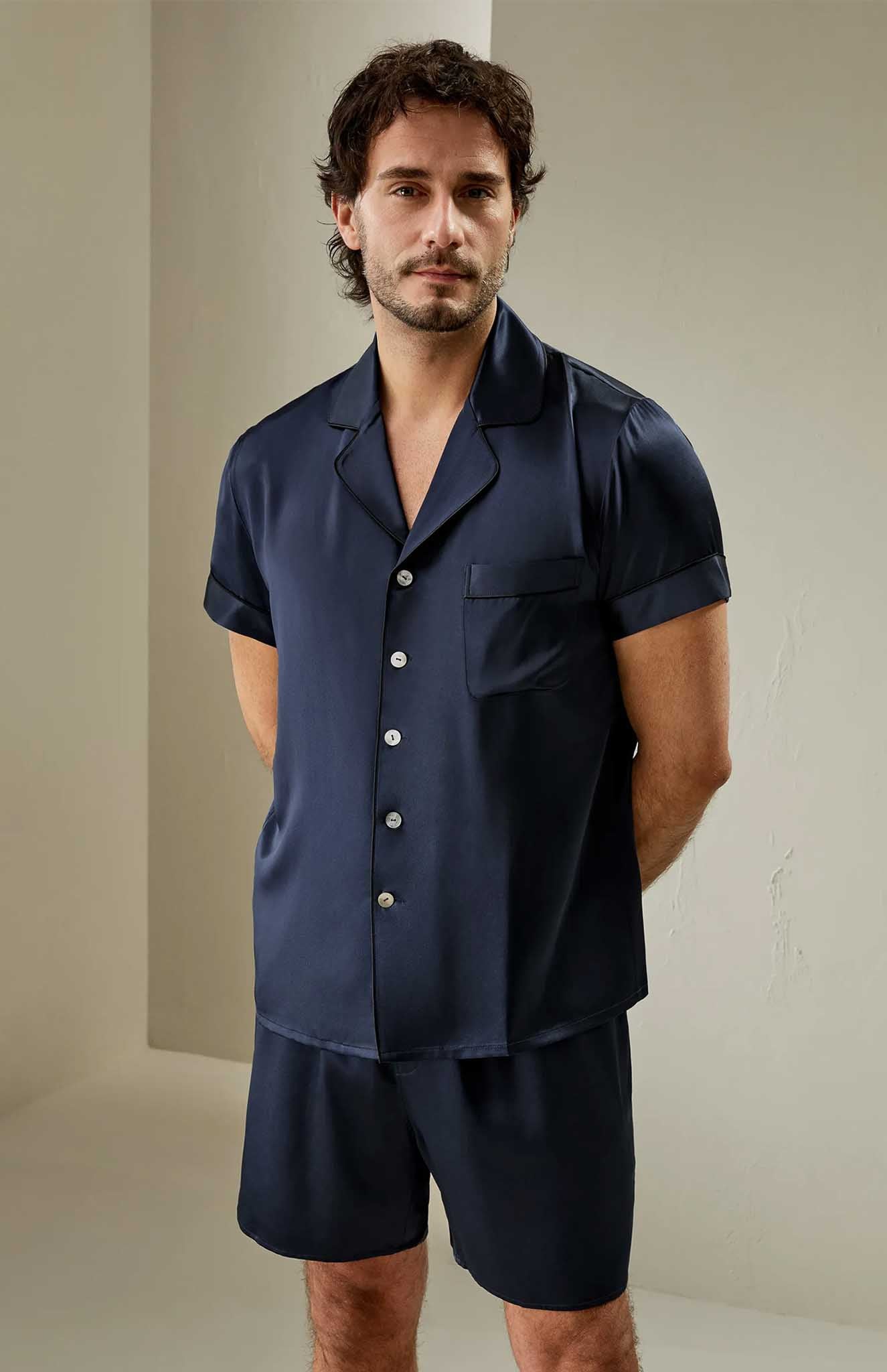 Deep Blue Voyager | Navy Satin Set