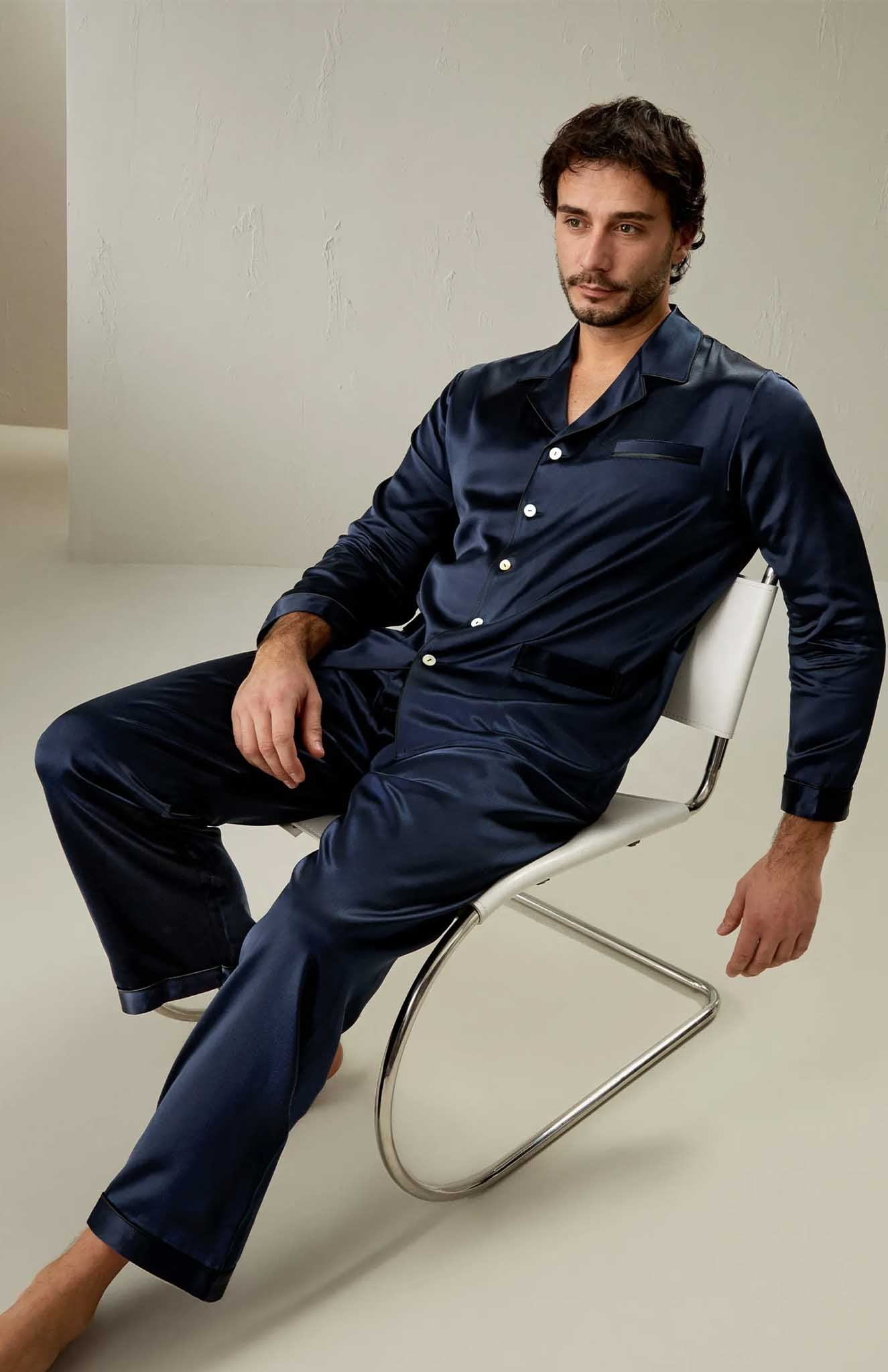 Deep Blue Eclipse | Navy Satin Set