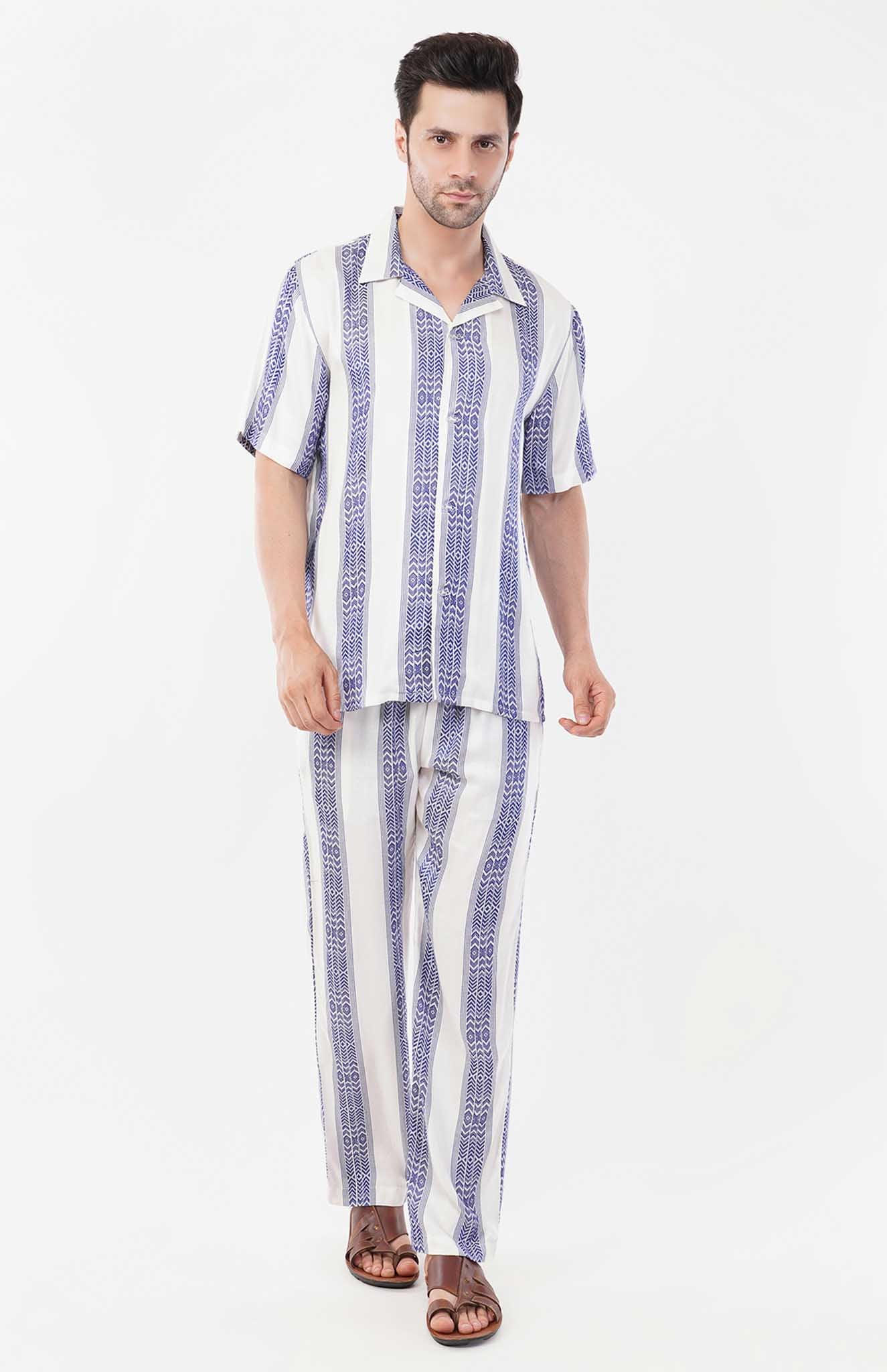 Cobalt Tranquility | Blue- White Cotton Co-ord Set