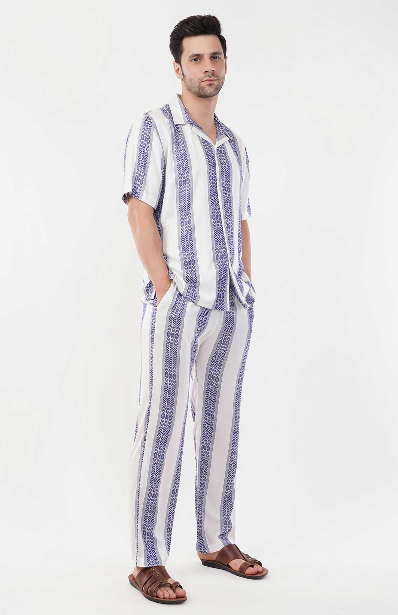 Cobalt Tranquility | Blue- White Cotton Co-ord Set