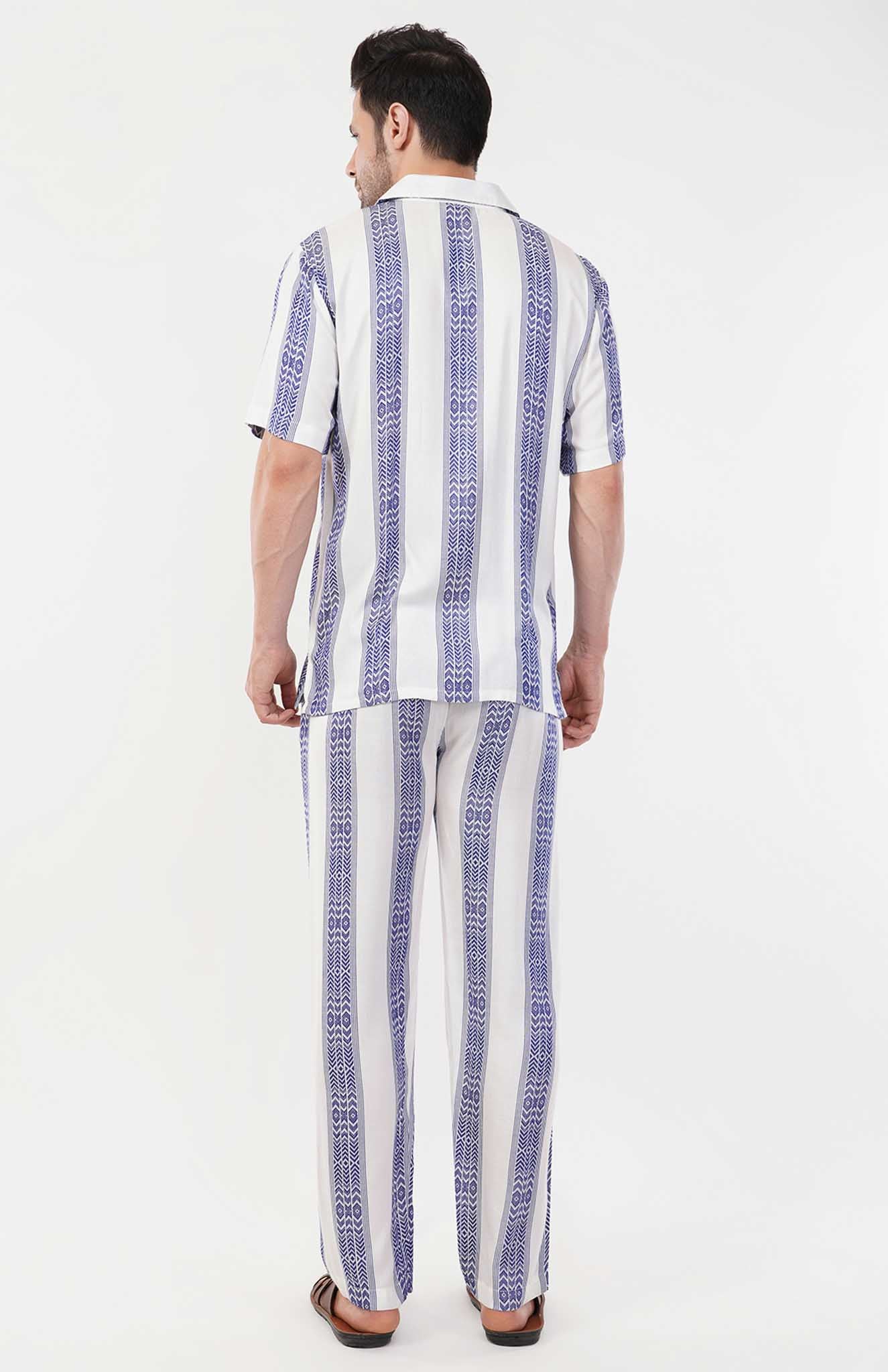 Sapphire Wave | Blue- White Cotton Co-ord Set