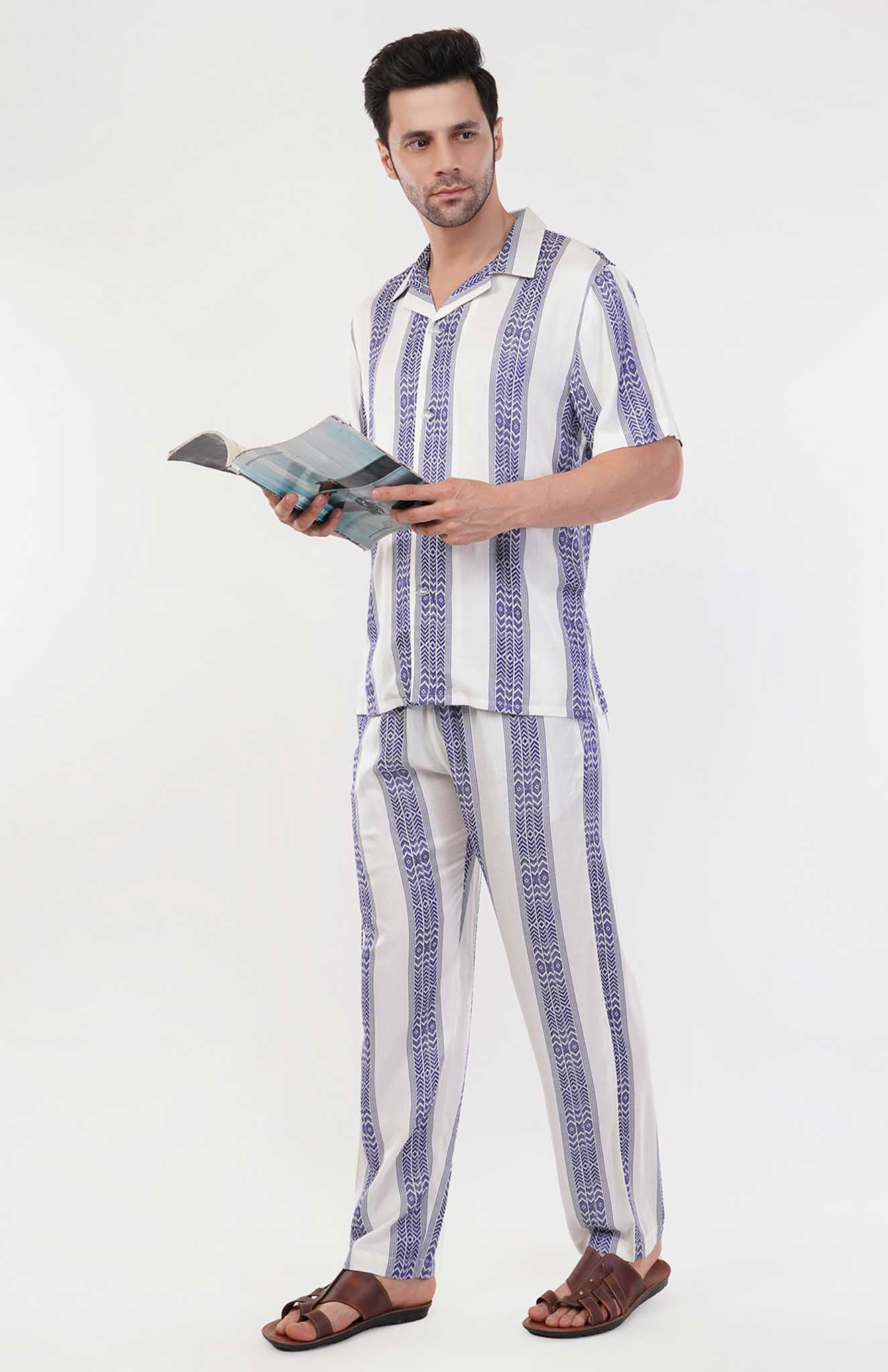 Cobalt Tranquility | Blue- White Cotton Co-ord Set