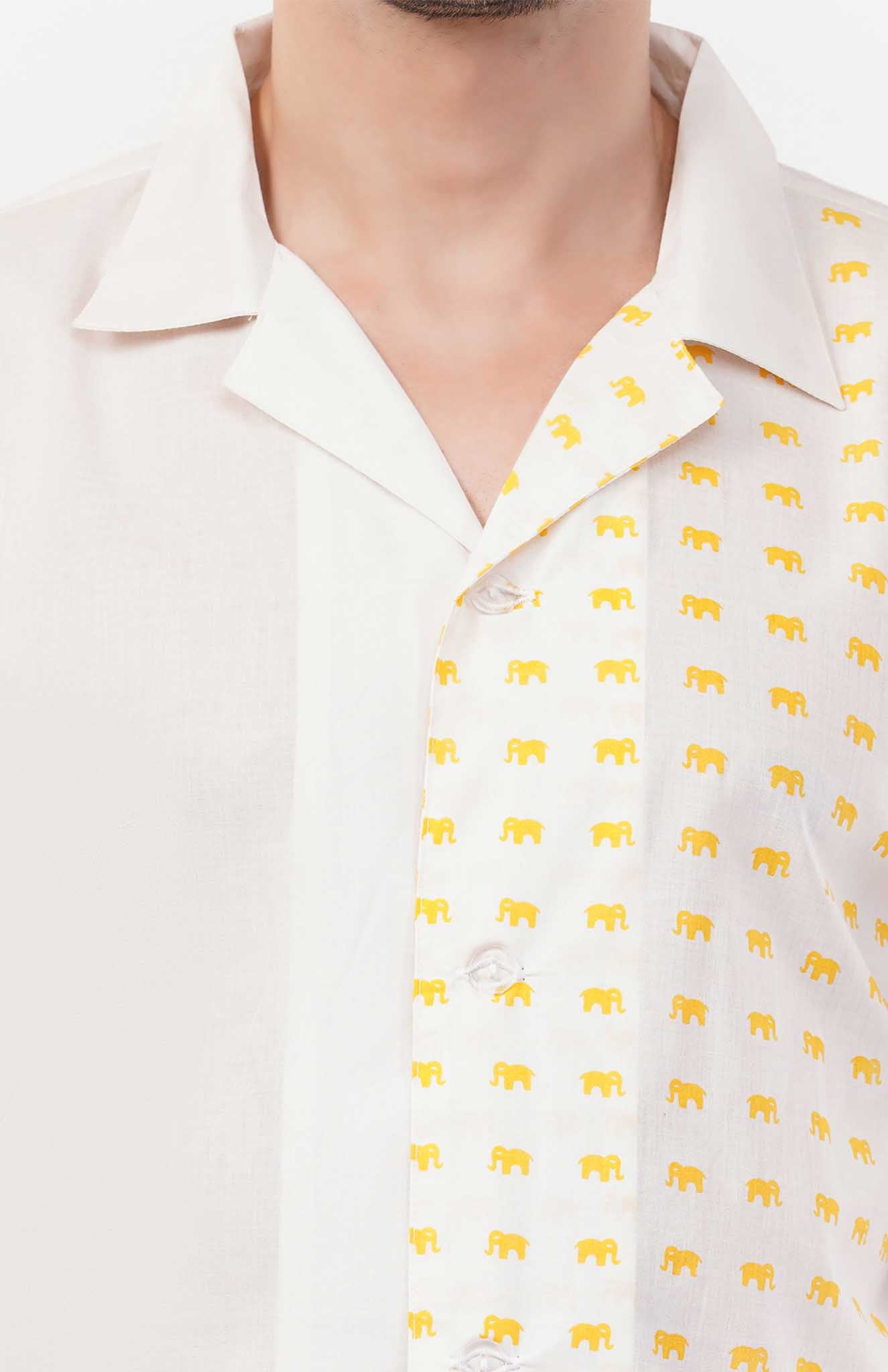 Golden Trunks | Yellow - White Cotton Co-ord Set