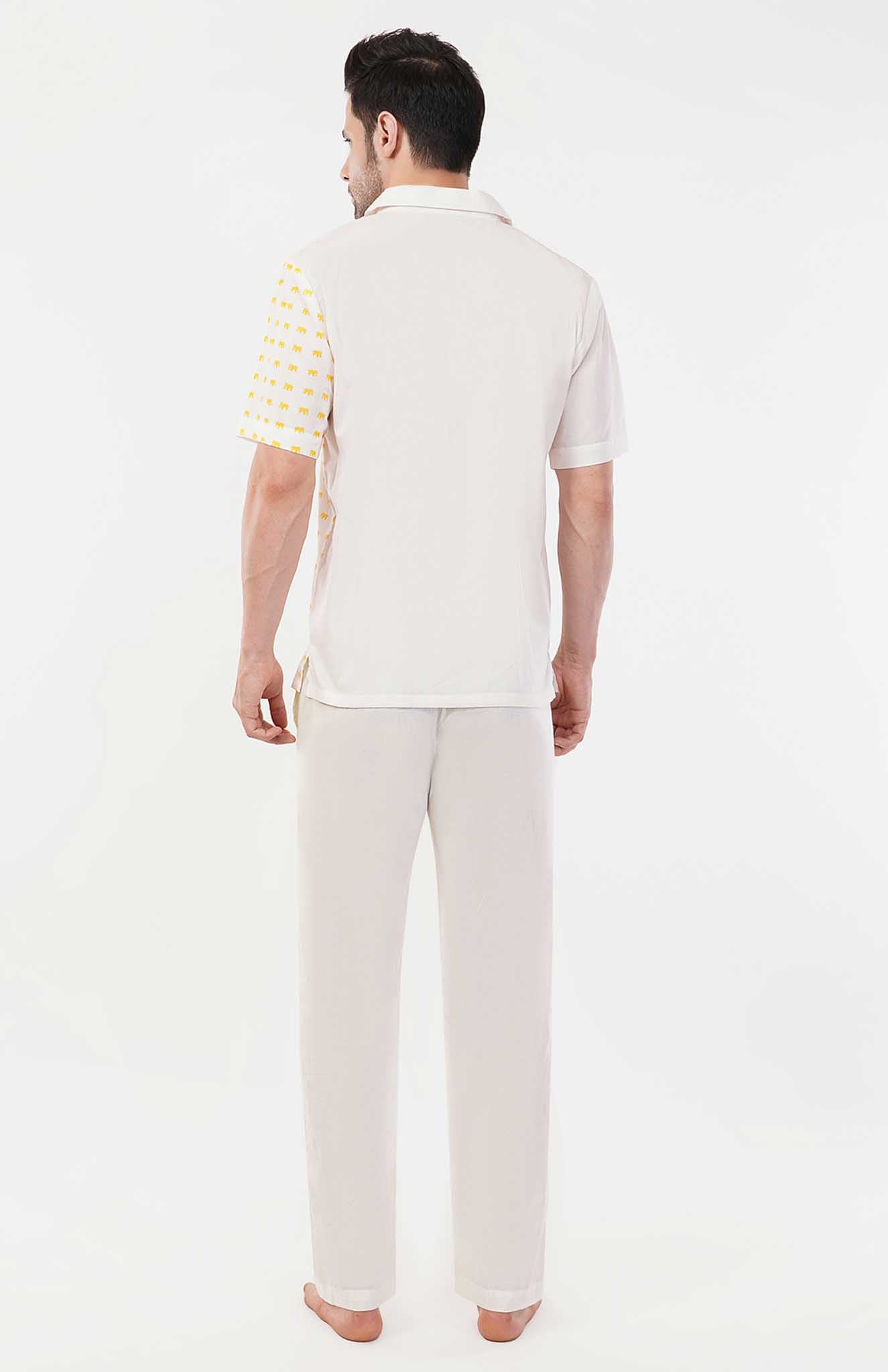 Golden Trunks | Yellow - White Cotton Co-ord Set