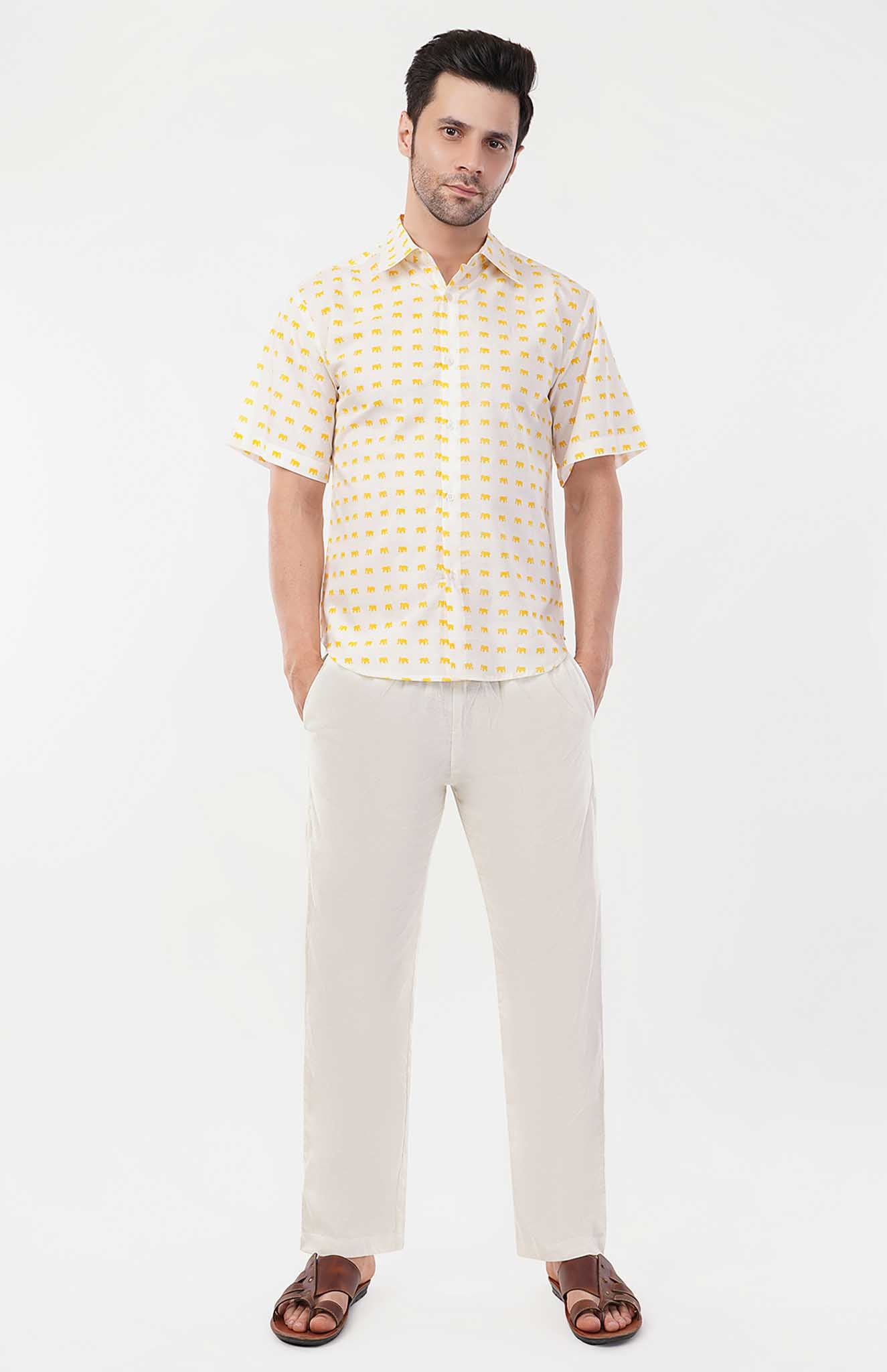 Golden Tranquility | Yellow - White Cotton Co-ord Set