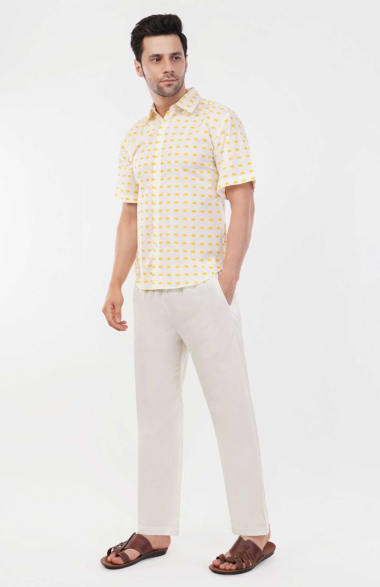 Golden Tranquility | Yellow - White Cotton Co-ord Set
