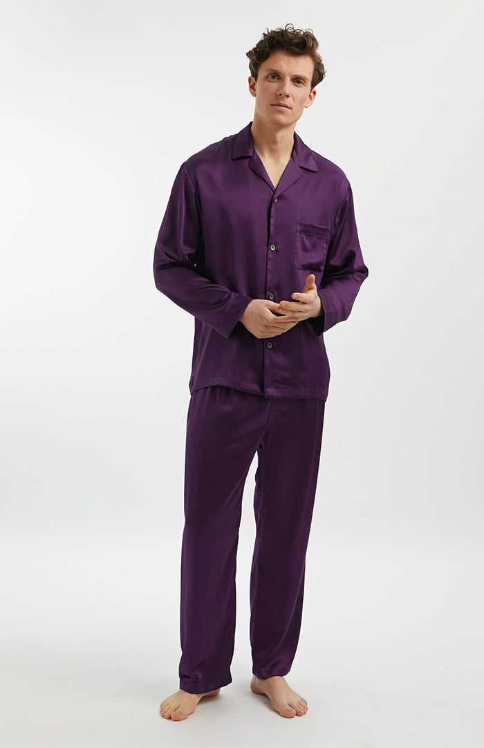 Regal Plum | Men's Satin Loungewear Set