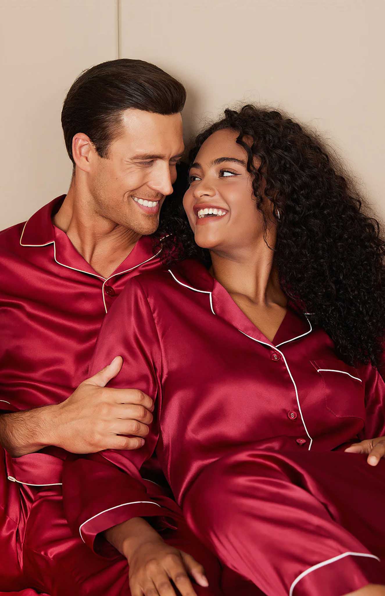 Love Duo | Crismson Red Satin Loungewear Set For Couples