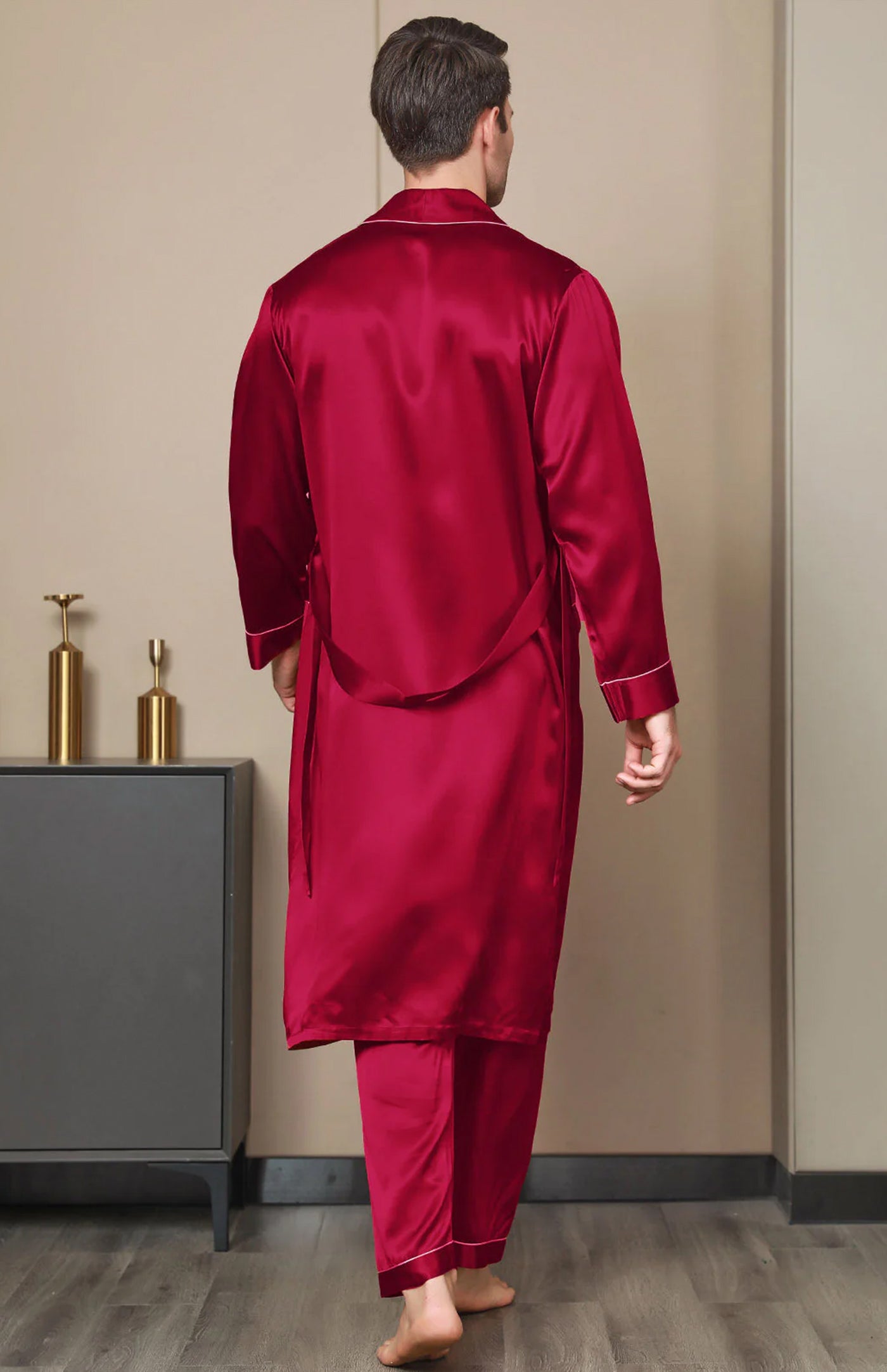 Regal Red Satin Robe and Pyjama - Luxurious Loungewear Collection