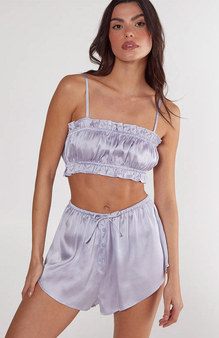 Sweetheart Lavender Satin Set | Tube and Shorts