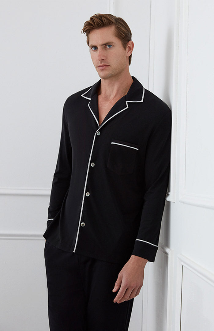Midnight Black | Ultra-Soft Black Satin Loungewear Set