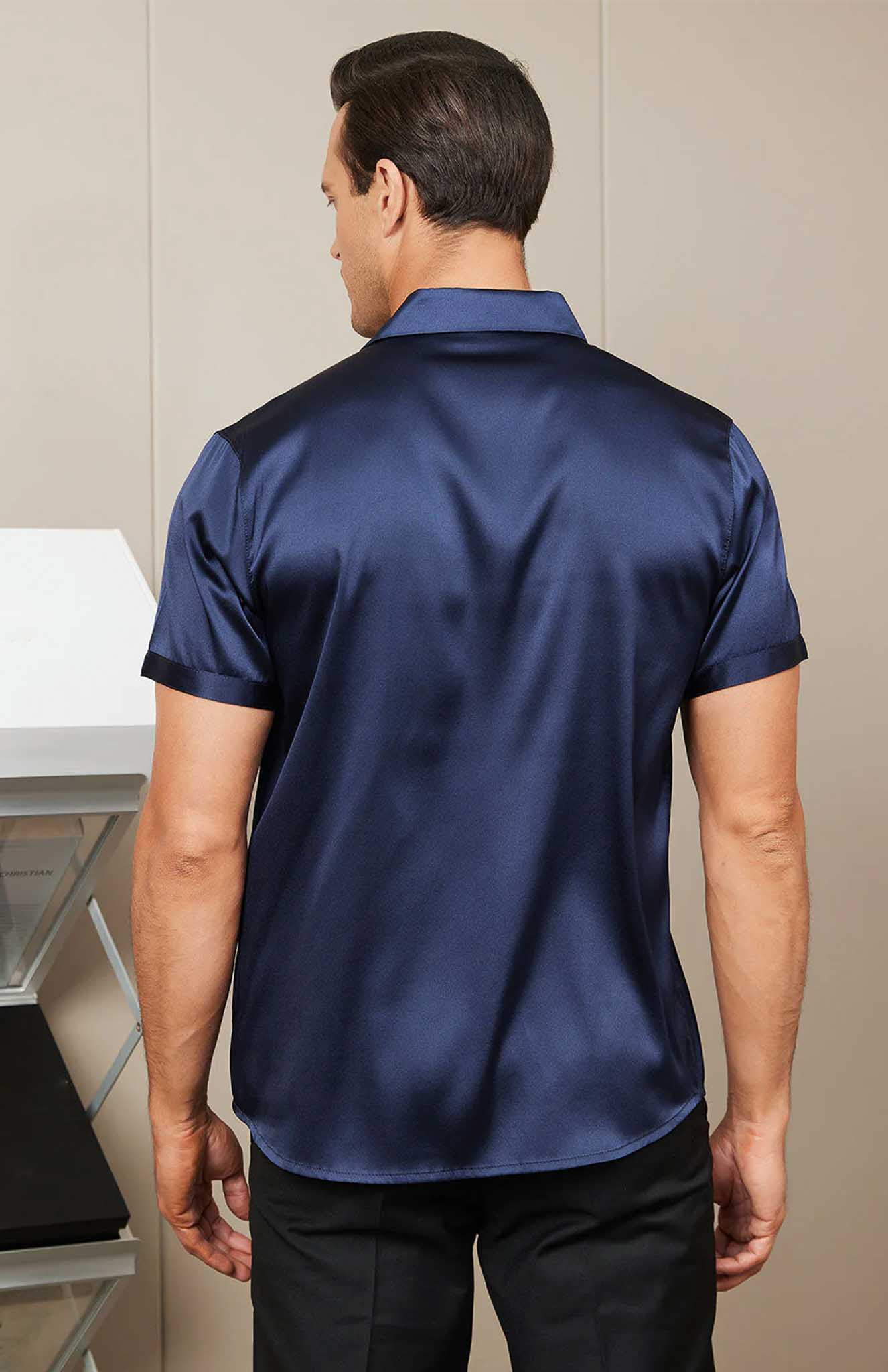 Navy Steel Men's | Dark Blue Satin Shirt
