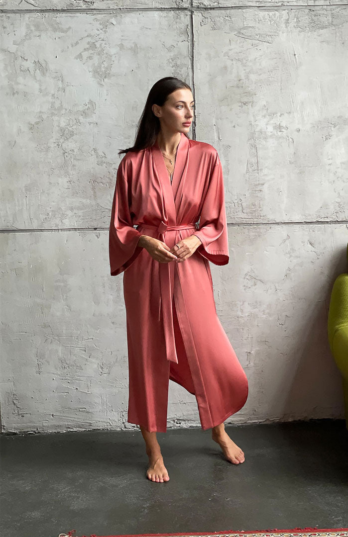 Coral Casa | Coral Pink Satin Camisole & Shorts Set