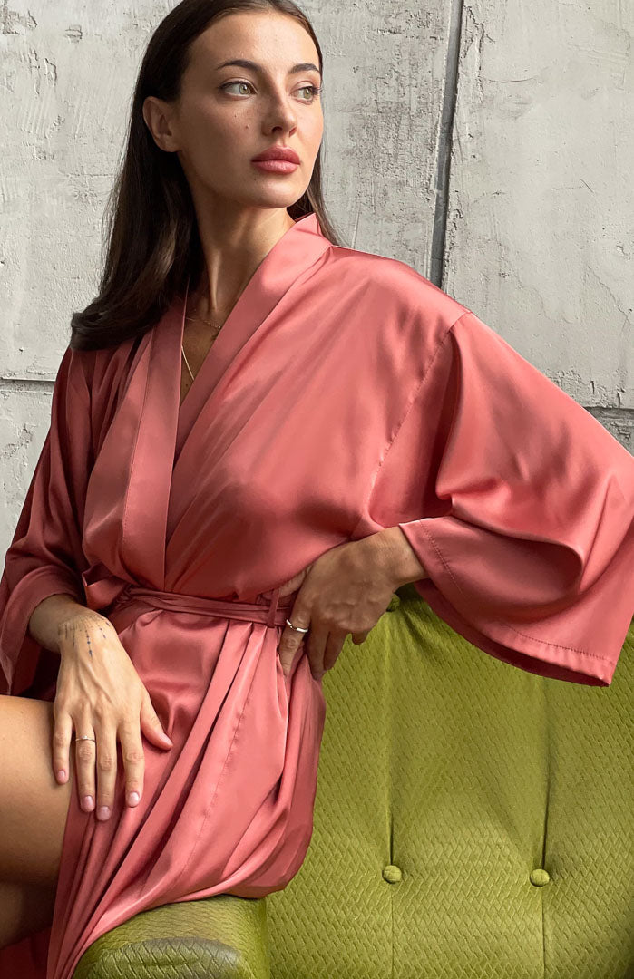 Coral Casa | Coral Pink Satin Camisole & Shorts Set